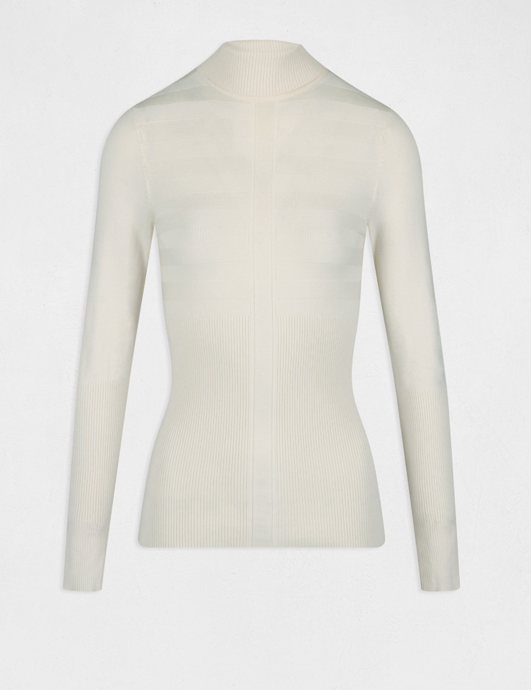 Jersey manga larga con cuello de tortuga marfil mujer