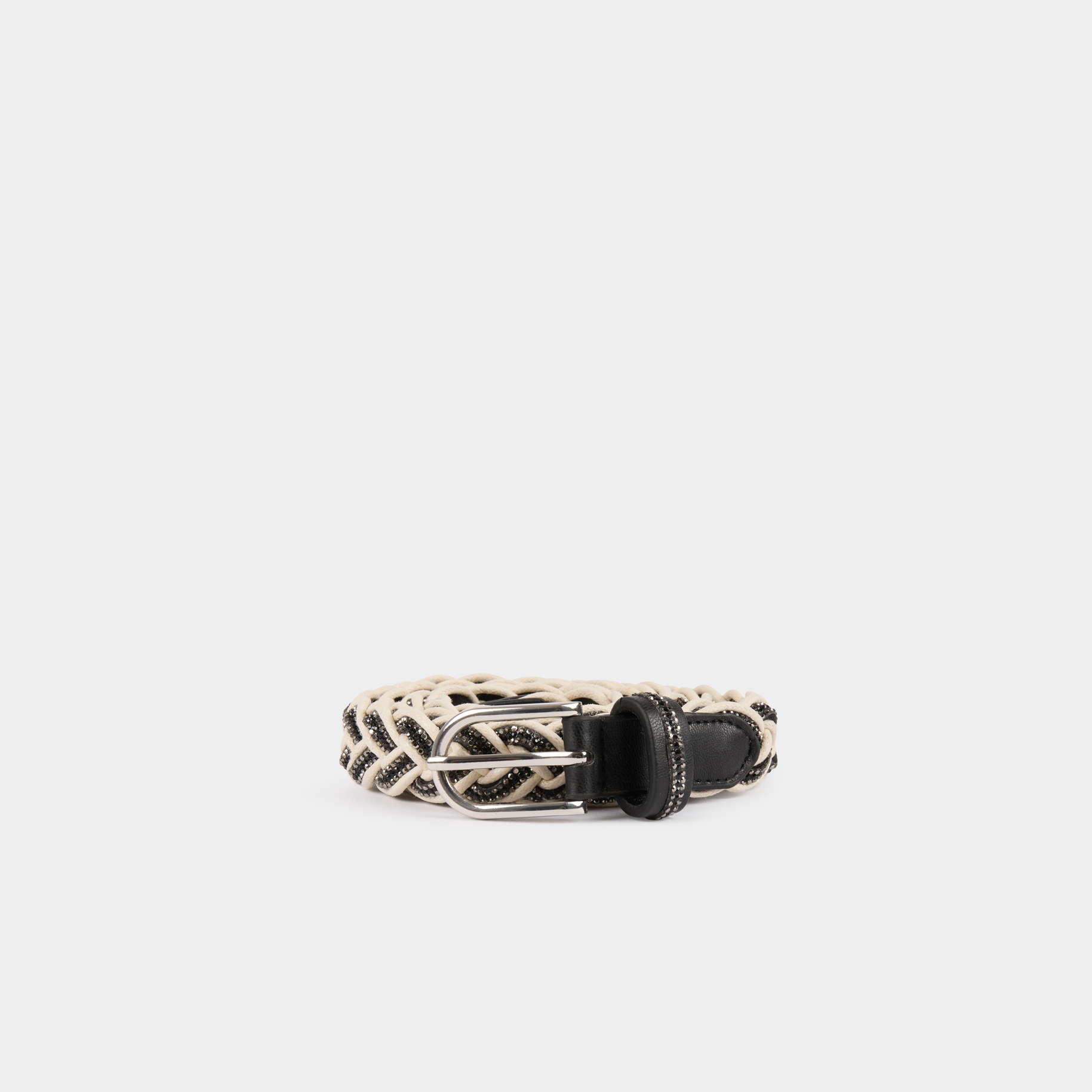 cinturon trenzado con strass negro mujer Cinturón trenzado con strass negro mujer