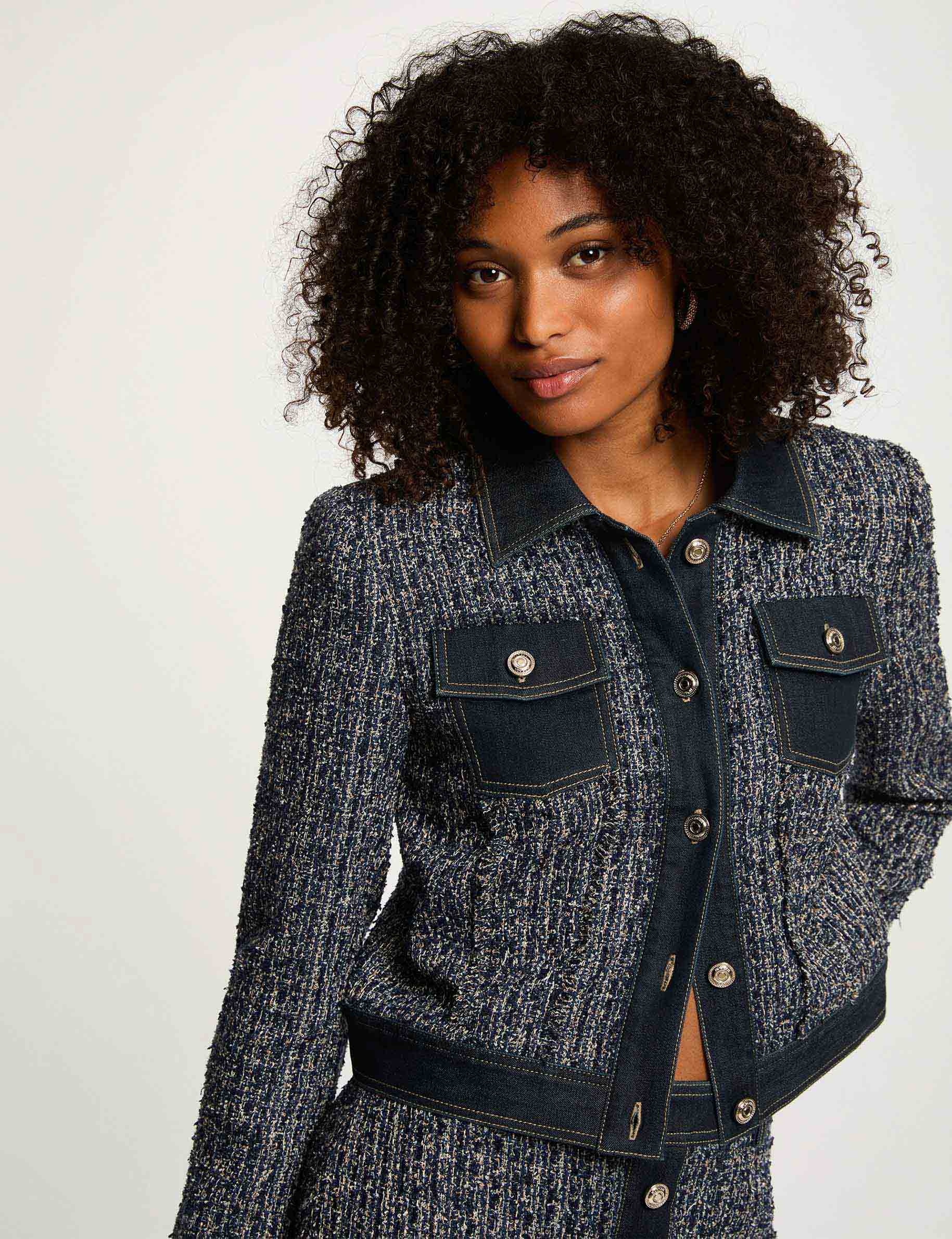chaqueta corta de tweed multicolor mujer Chaqueta corta de tweed multicolor mujer