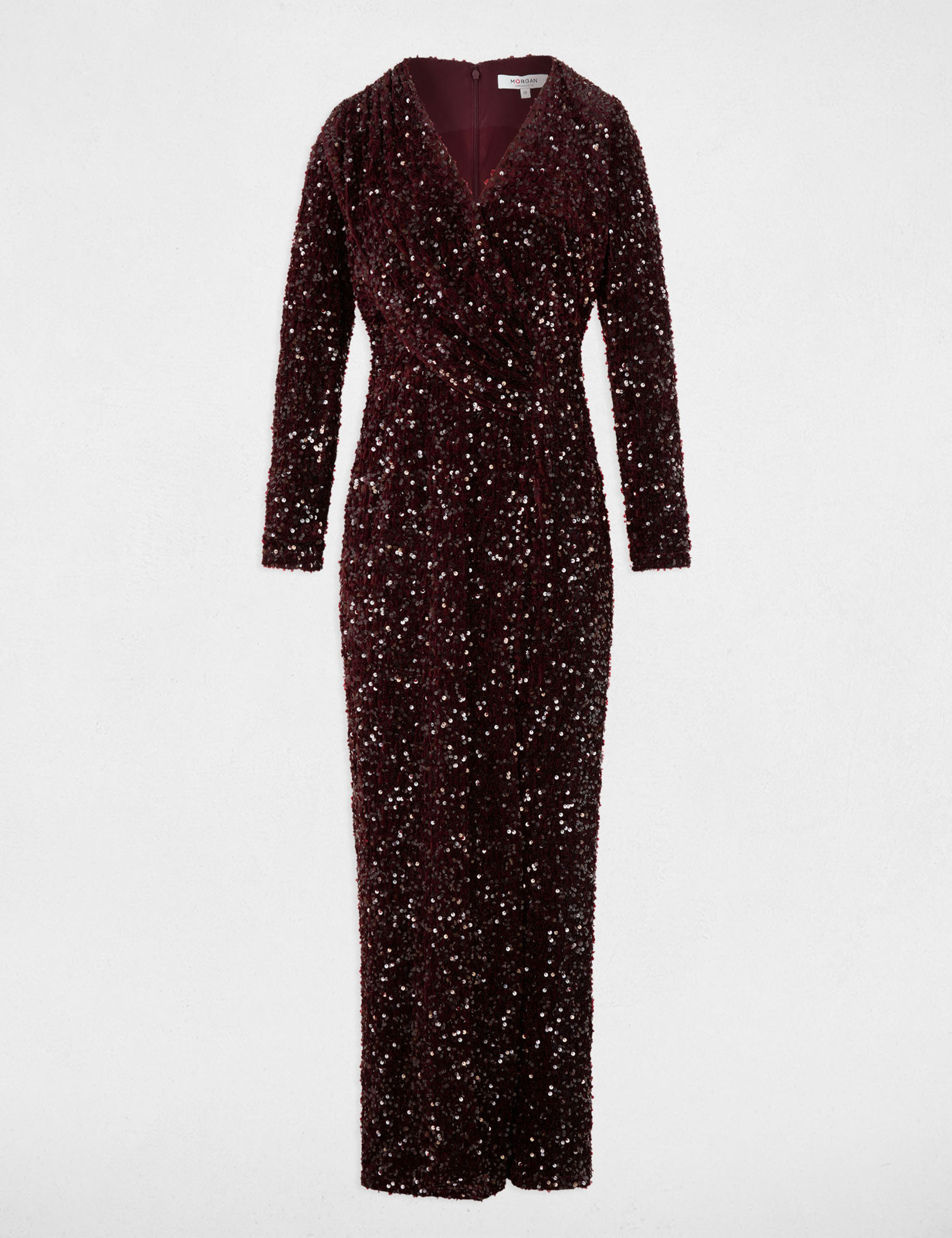 Vestido ajustado lentejuelas ciruela mujer