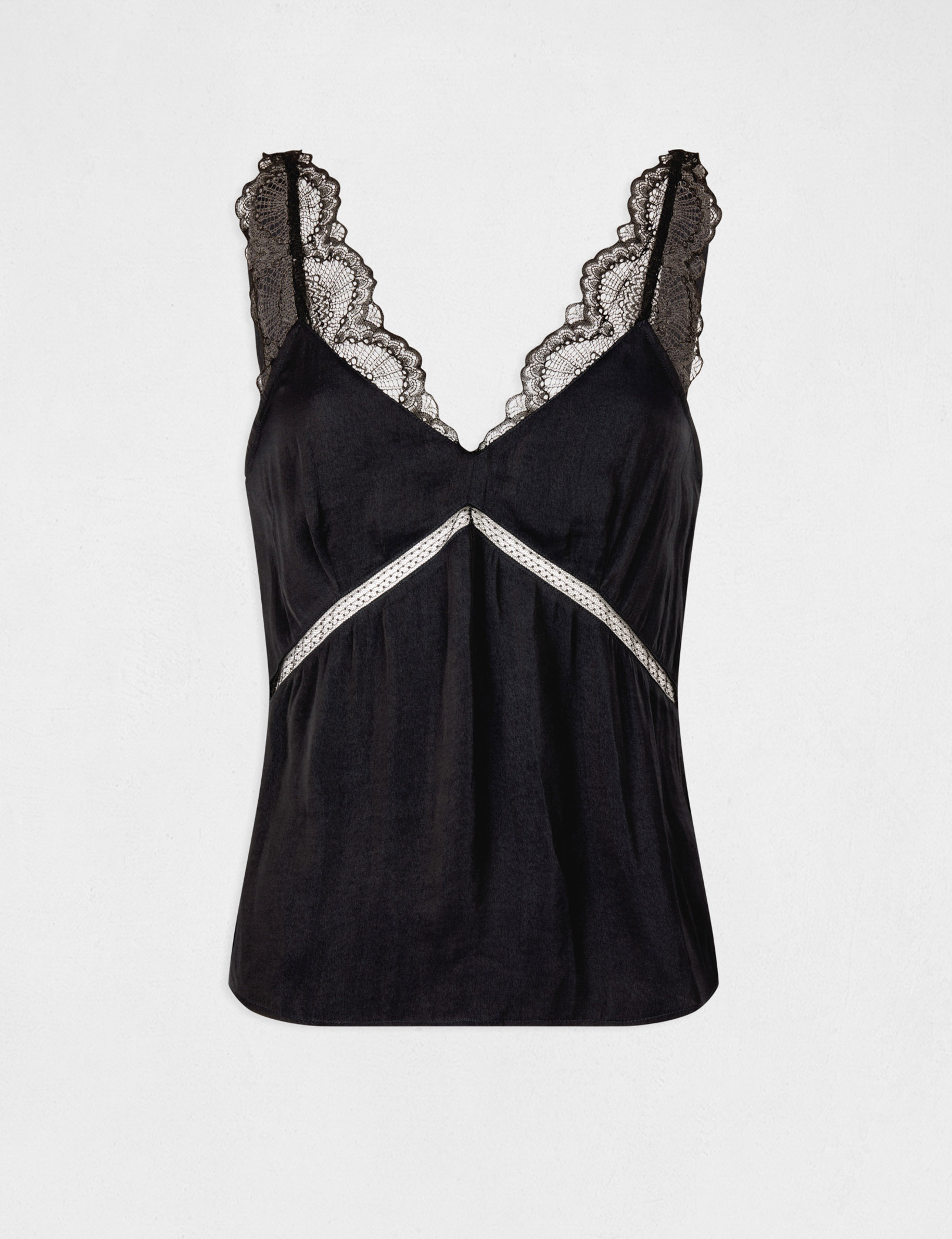 blusa con tirantes anchos con encaje marino mujer Blusa con tirantes anchos con encaje marino mujer