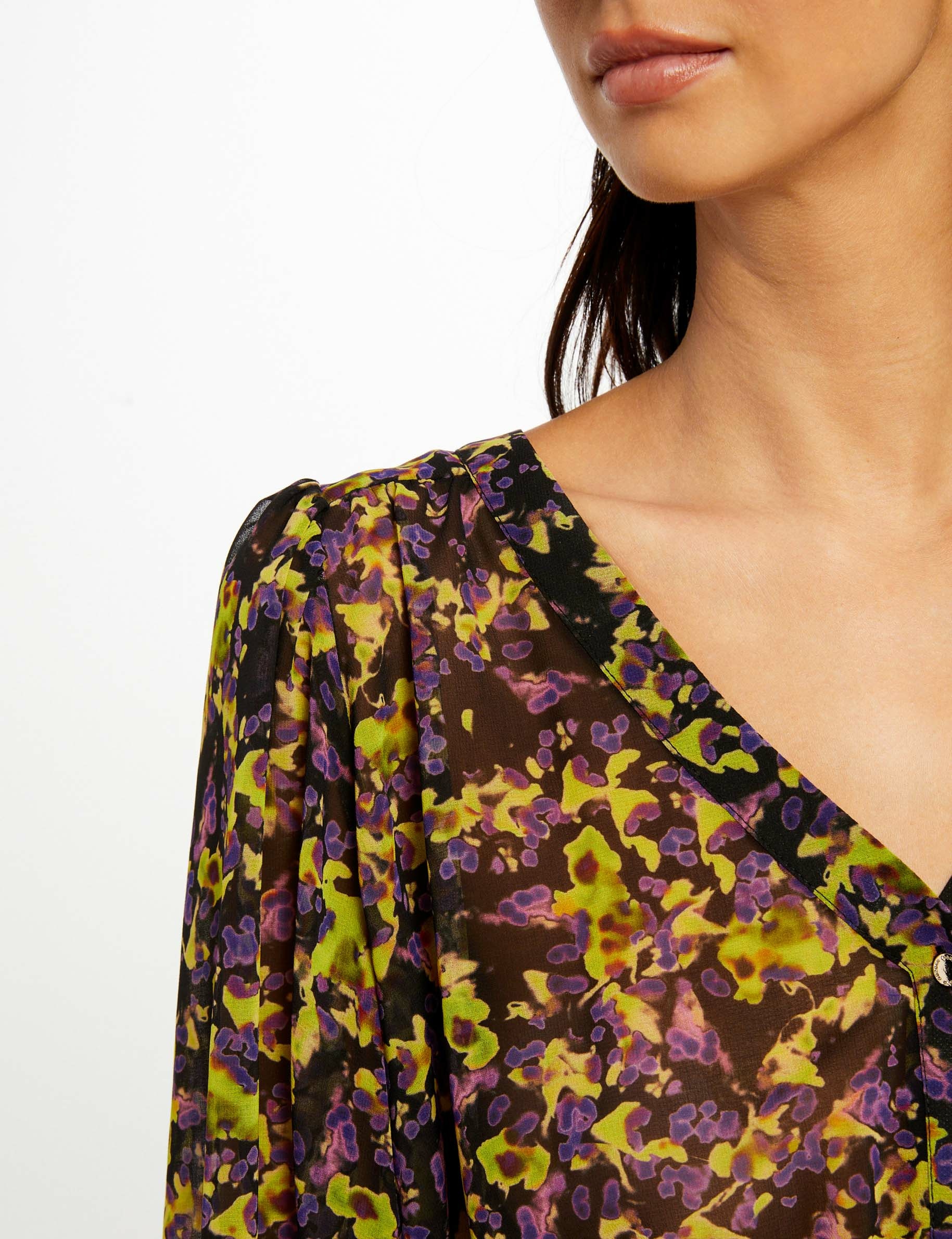 Camisa manga larga estampado abstracto multico mujer