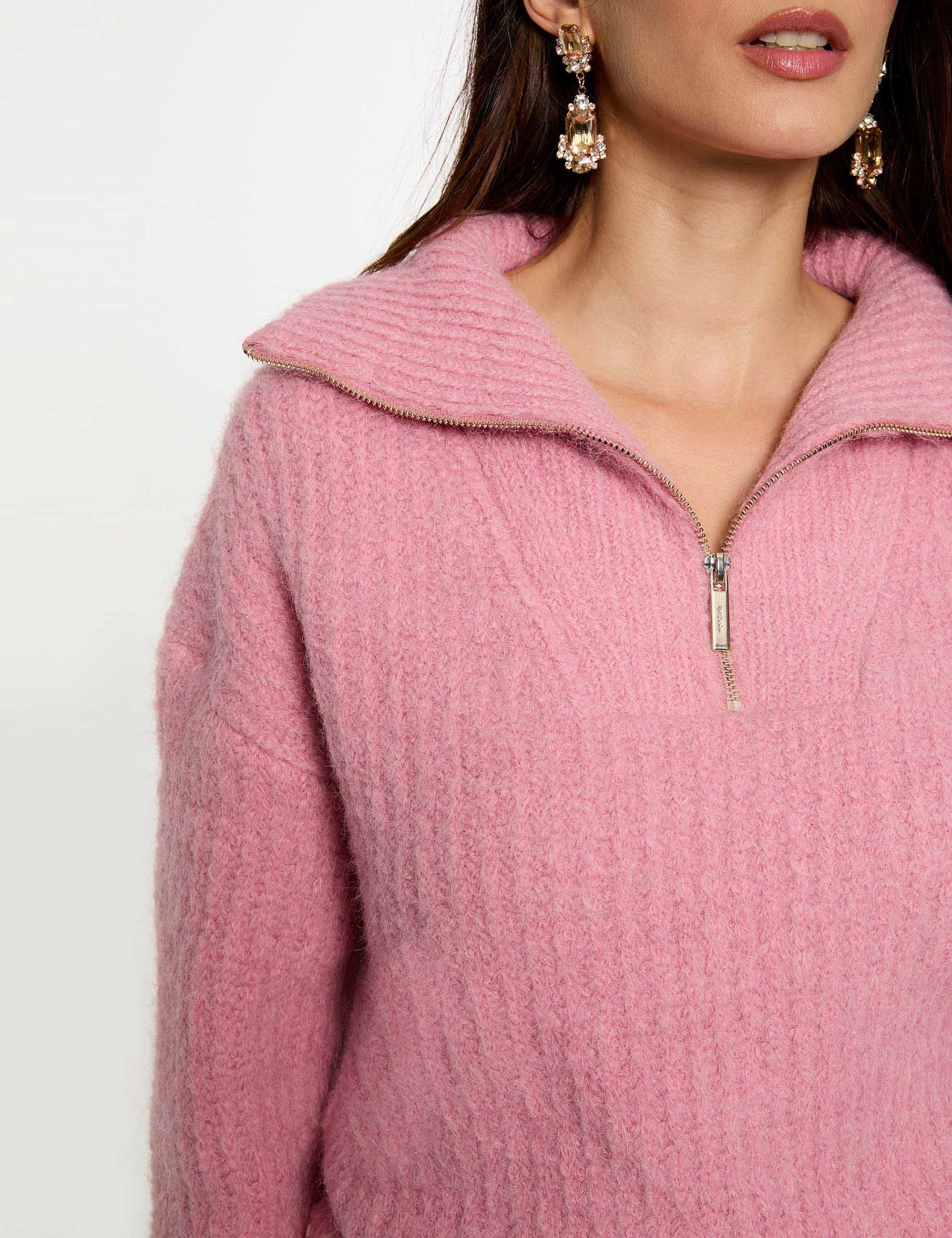 Jersey cuello camionero rosa envejecido mujer