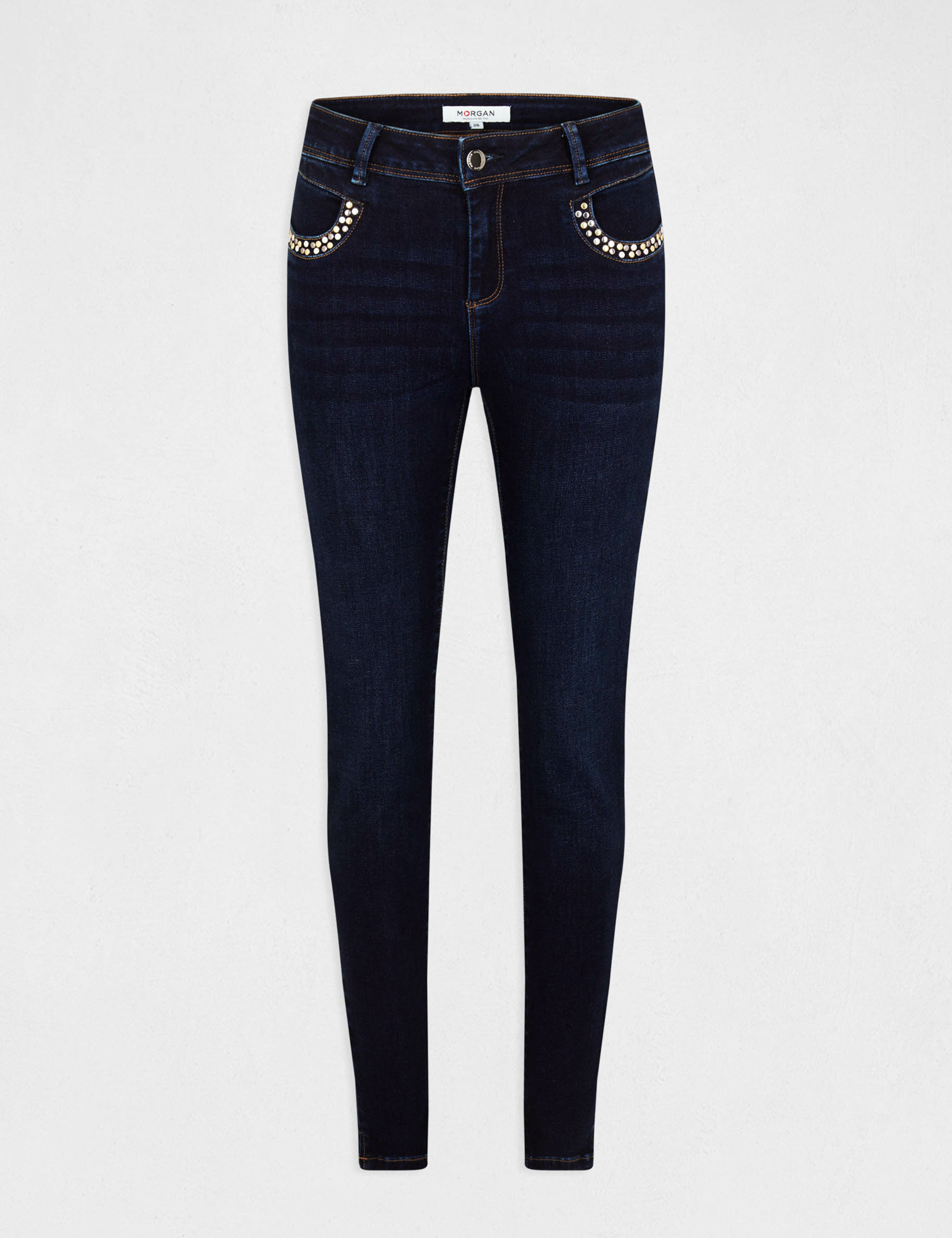 vaquero slim bolsillos con tachuelas vaquero en bruto mujer Vaquero slim bolsillos con tachuelas vaquero en bruto mujer