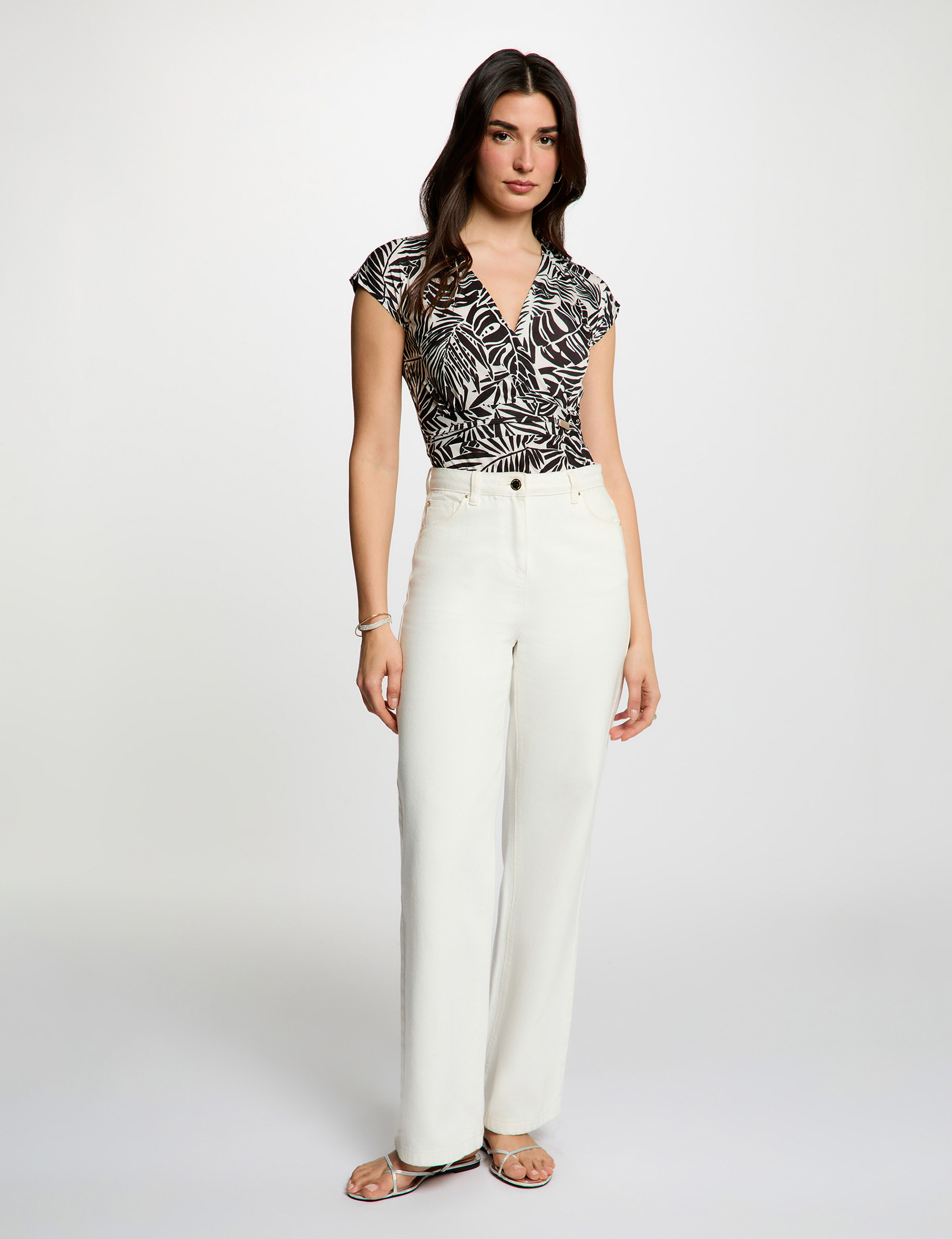 Camiseta ajustada con escote multicolor mujer