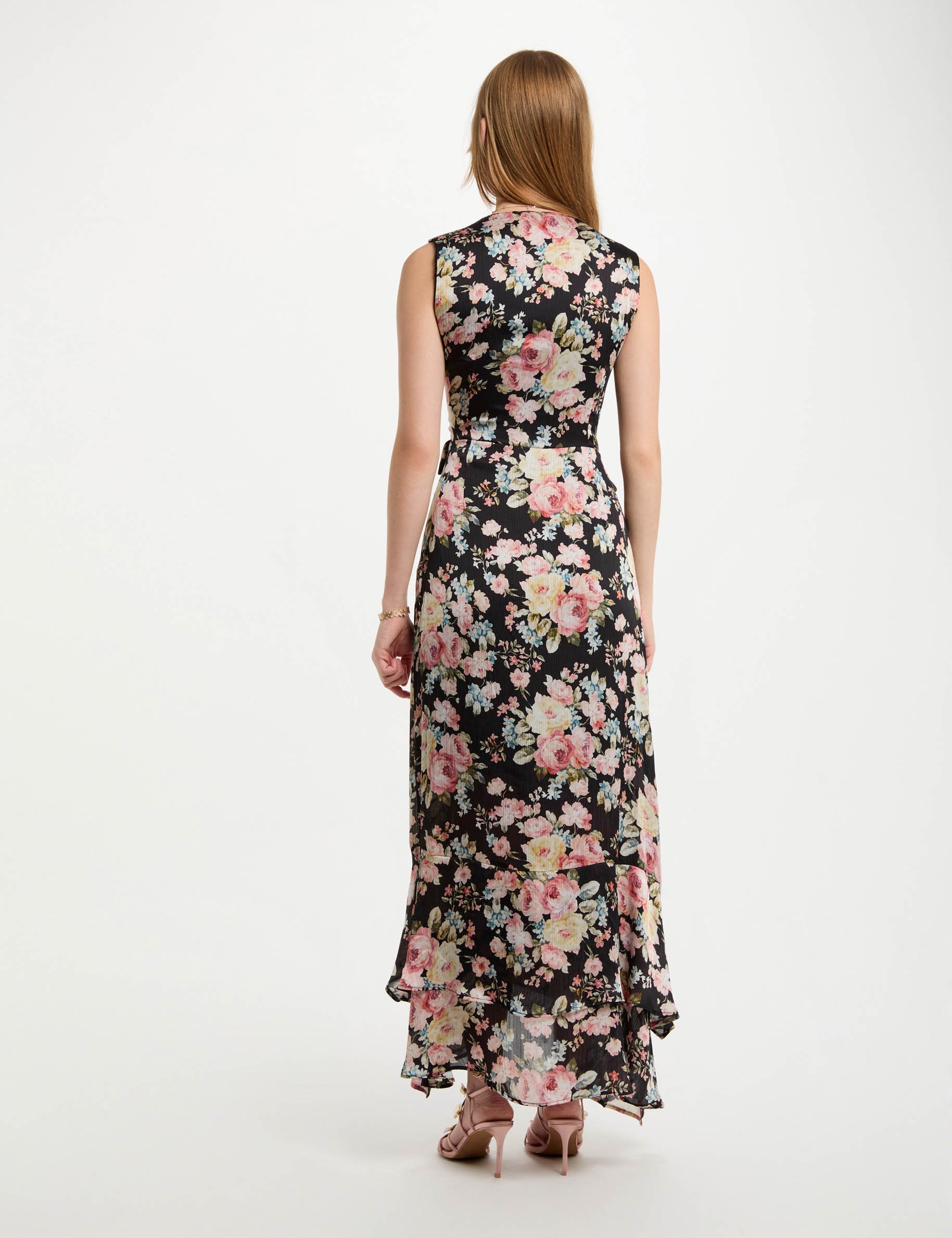 Vestido largo recto estampado multicolor mujer