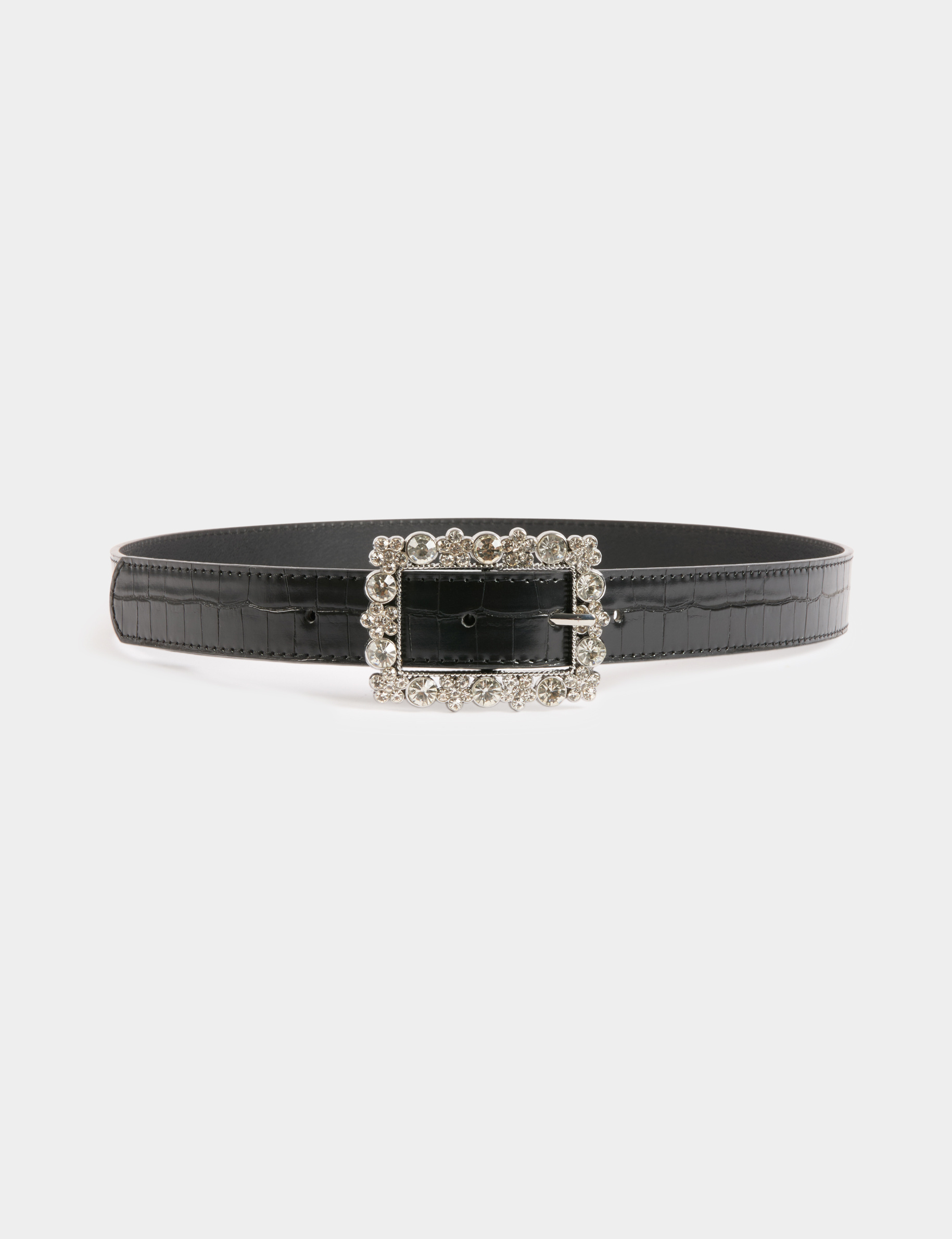 cinturon cocodrilo con strass negro mujer Cinturón cocodrilo con strass negro mujer