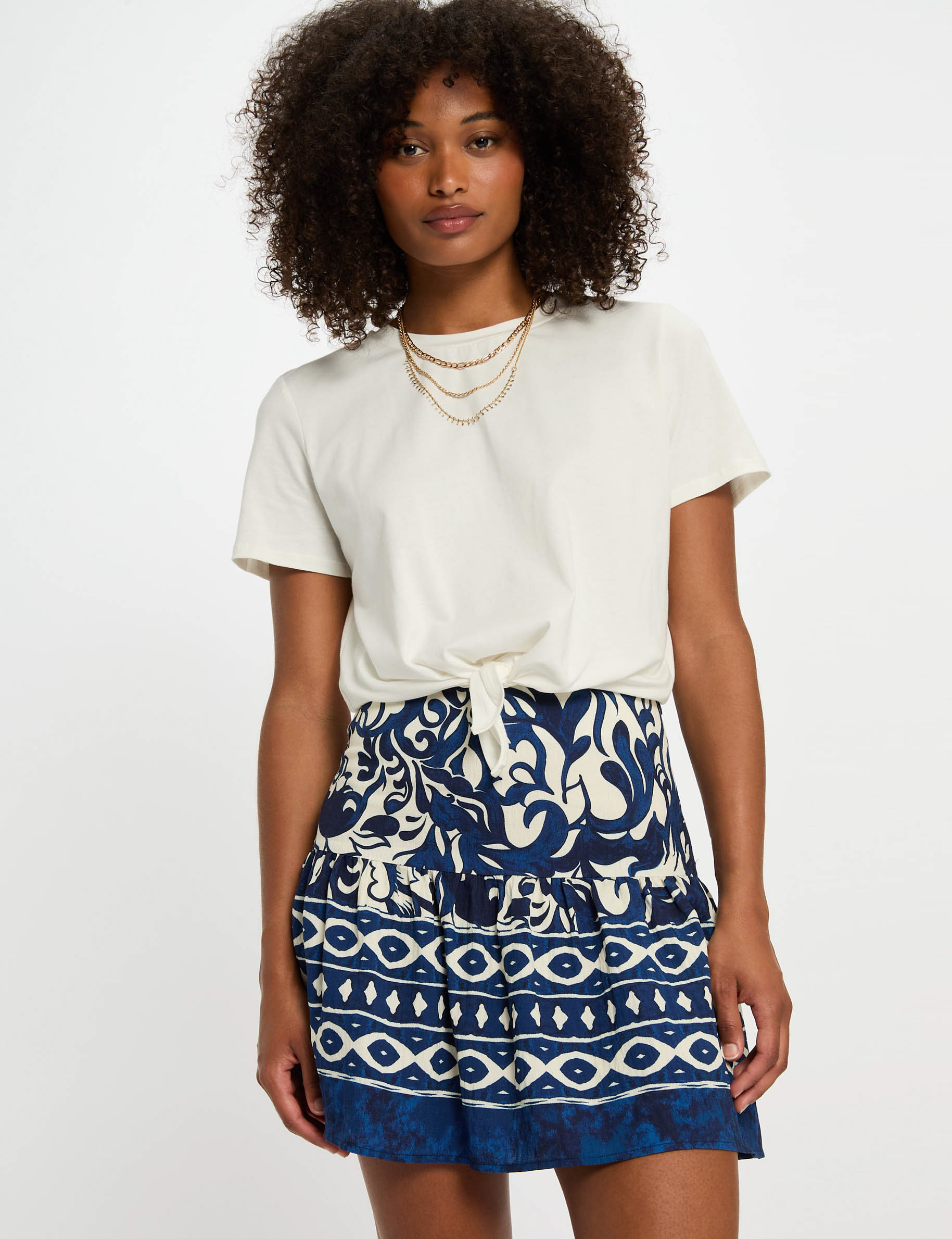falda corta estampado multicolor mujer Falda corta estampado multicolor mujer