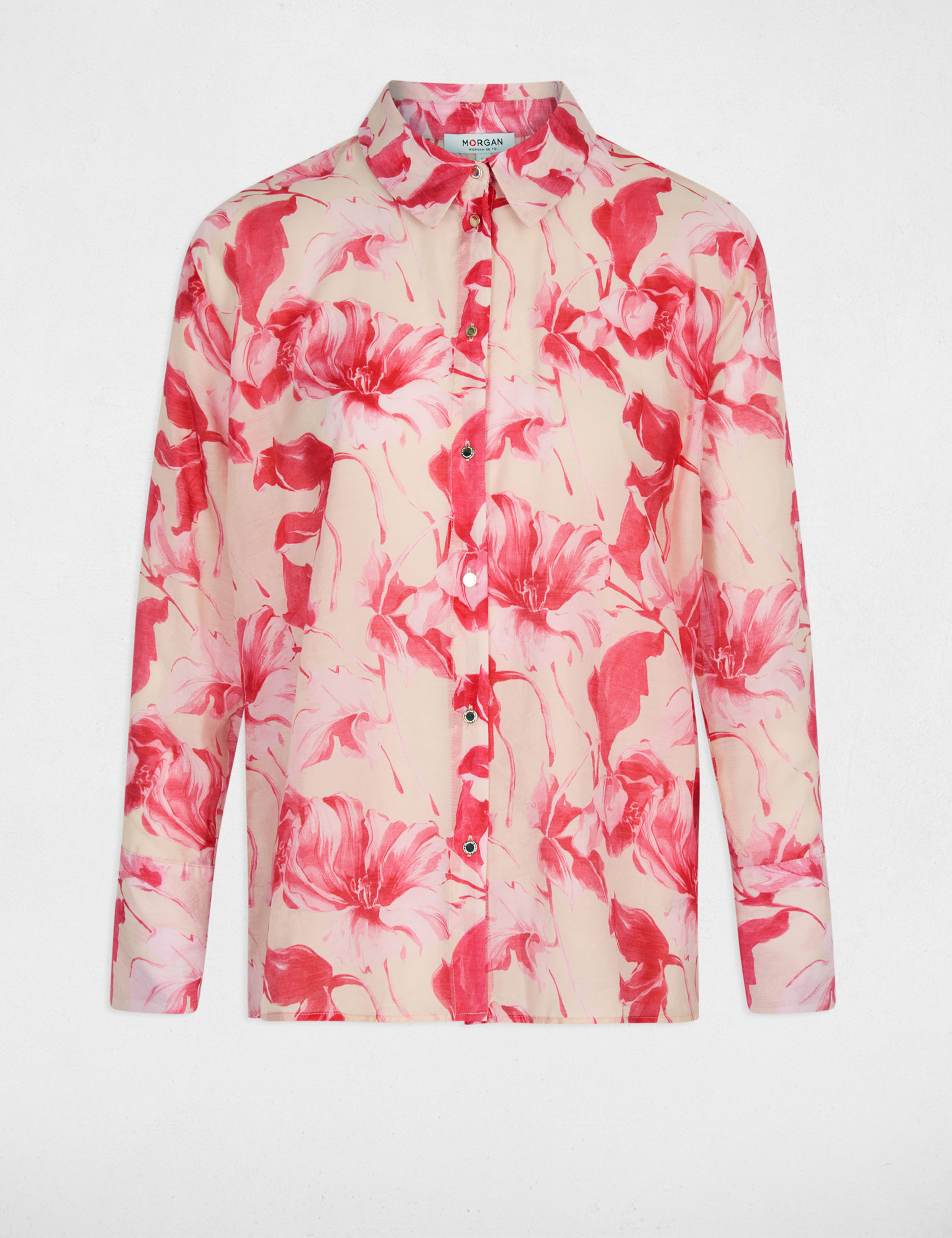 Camisa con cuello vuelto multicolor mujer