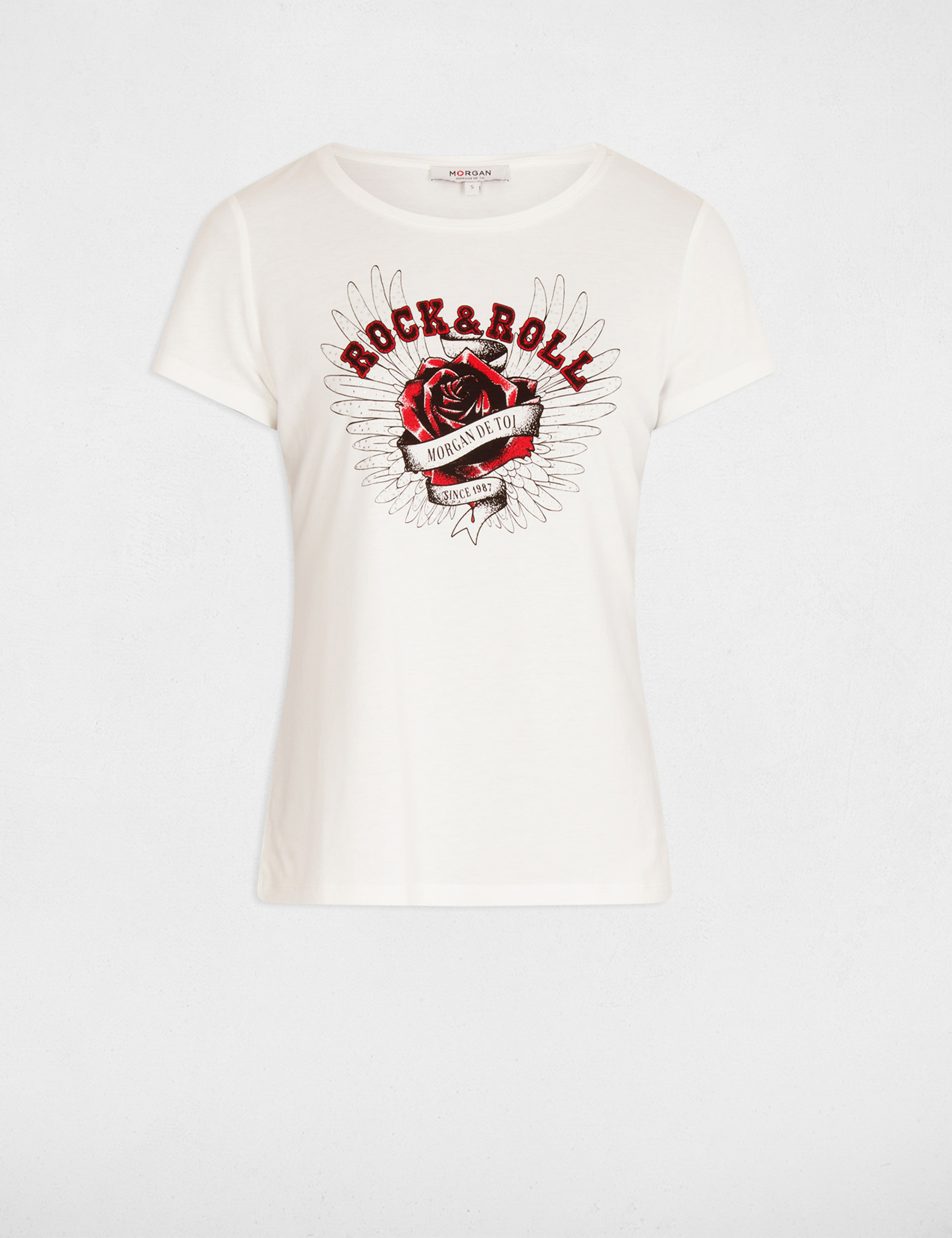 Camiseta con mensaje blanco mujer Morgan