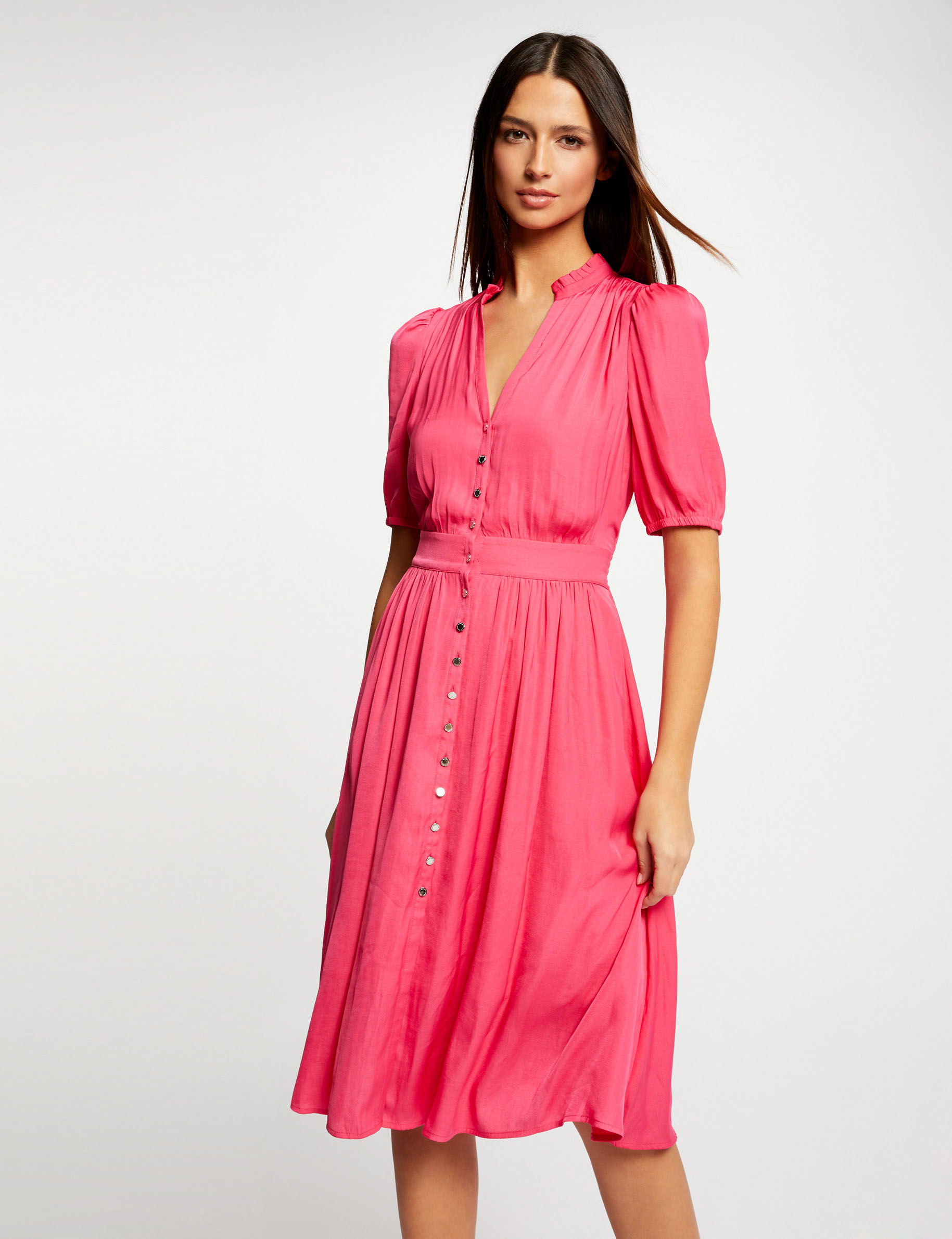 Vestido abotonado manga 3/4 mujer Vestido abotonado manga 3/4 mujer