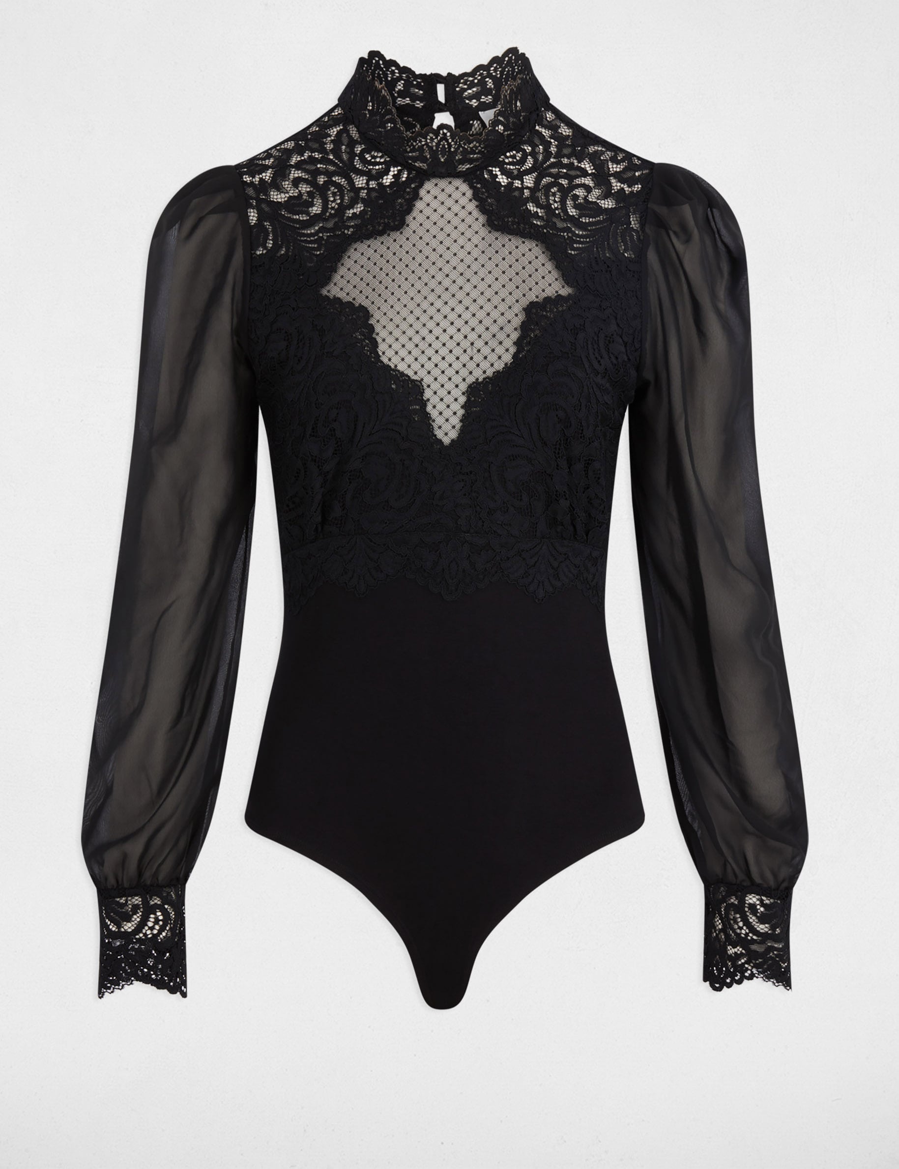 Body de encaje negro mujer
