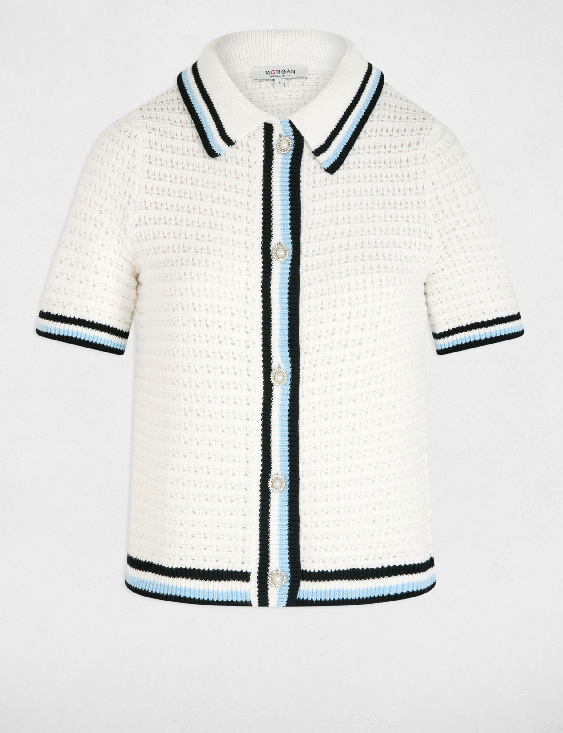 cardigan manga corta blanco mujer Cárdigan manga corta blanco mujer