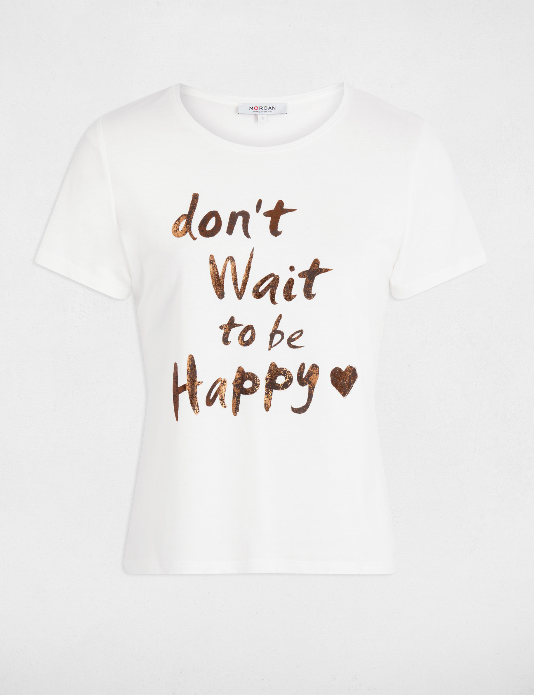 Camiseta cuello redondo manga corta blanco mujer