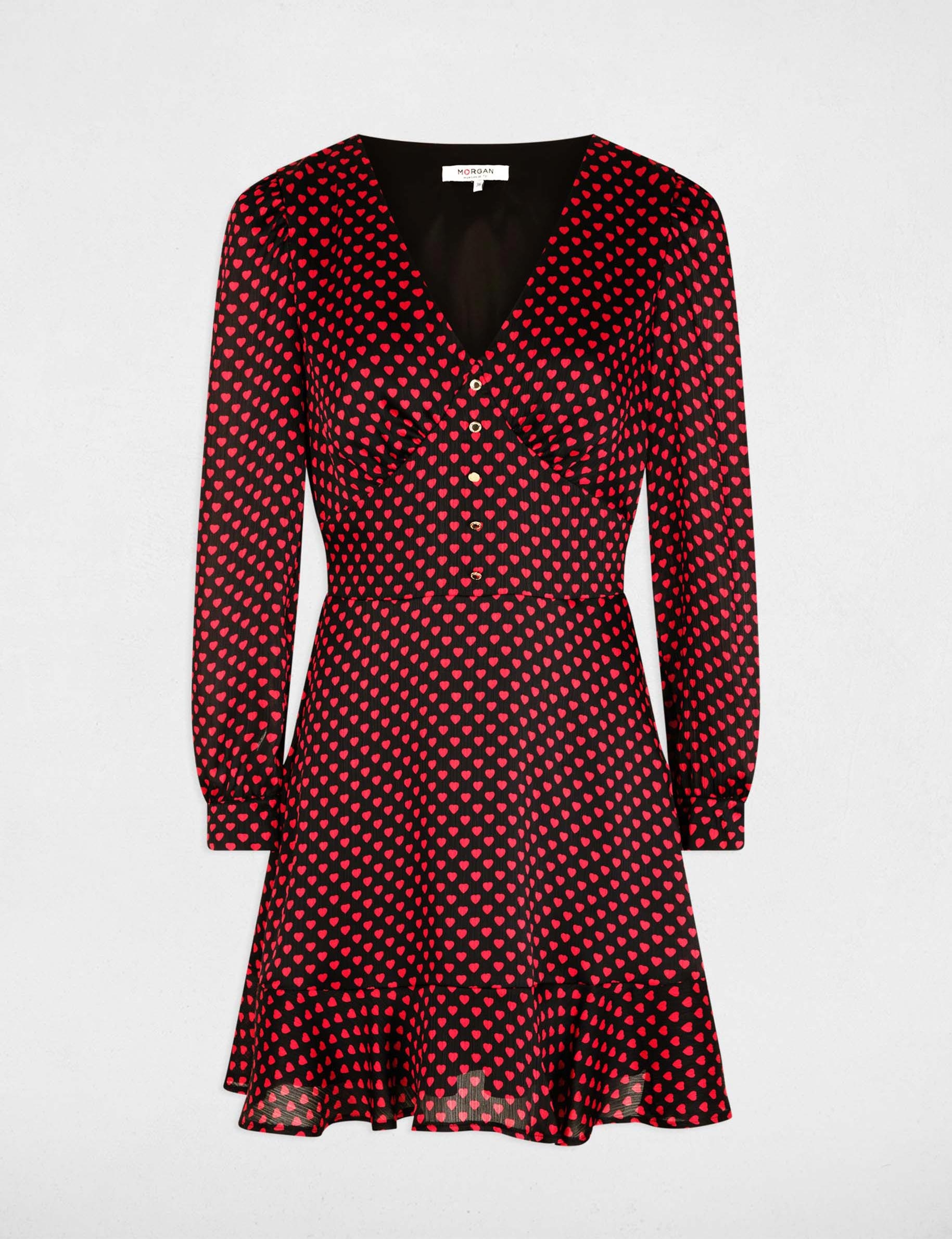 Vestido corto con cuello en v multicolor mujer