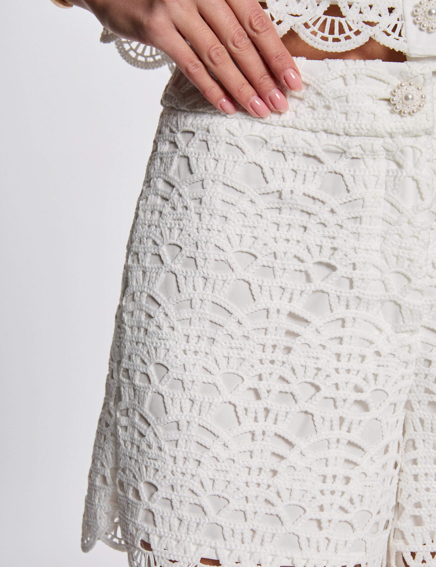 short encaje pernera ancha blanco mujer Short encaje pernera ancha blanco mujer