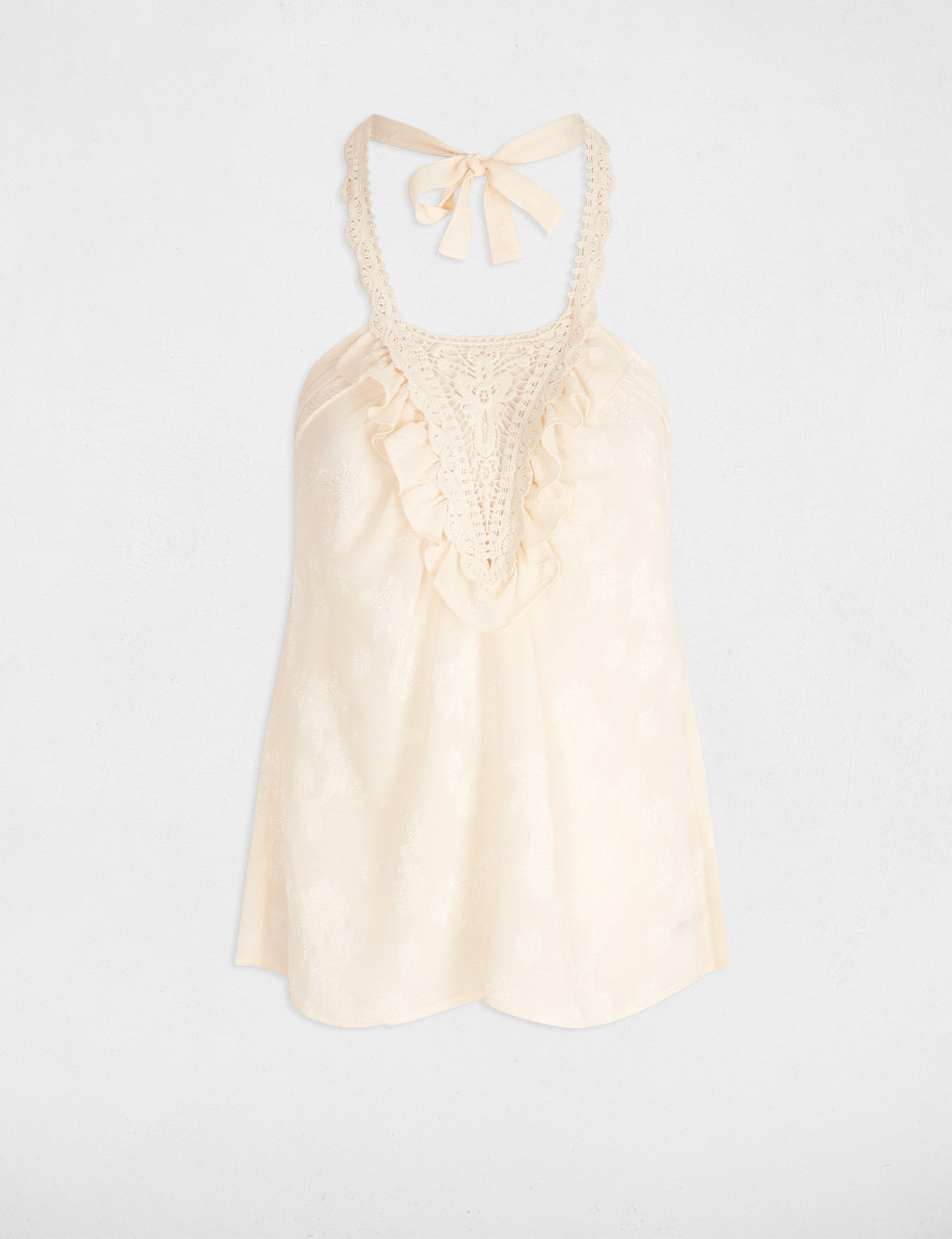 top detalle encaje creme mujer Top detalle encaje creme mujer