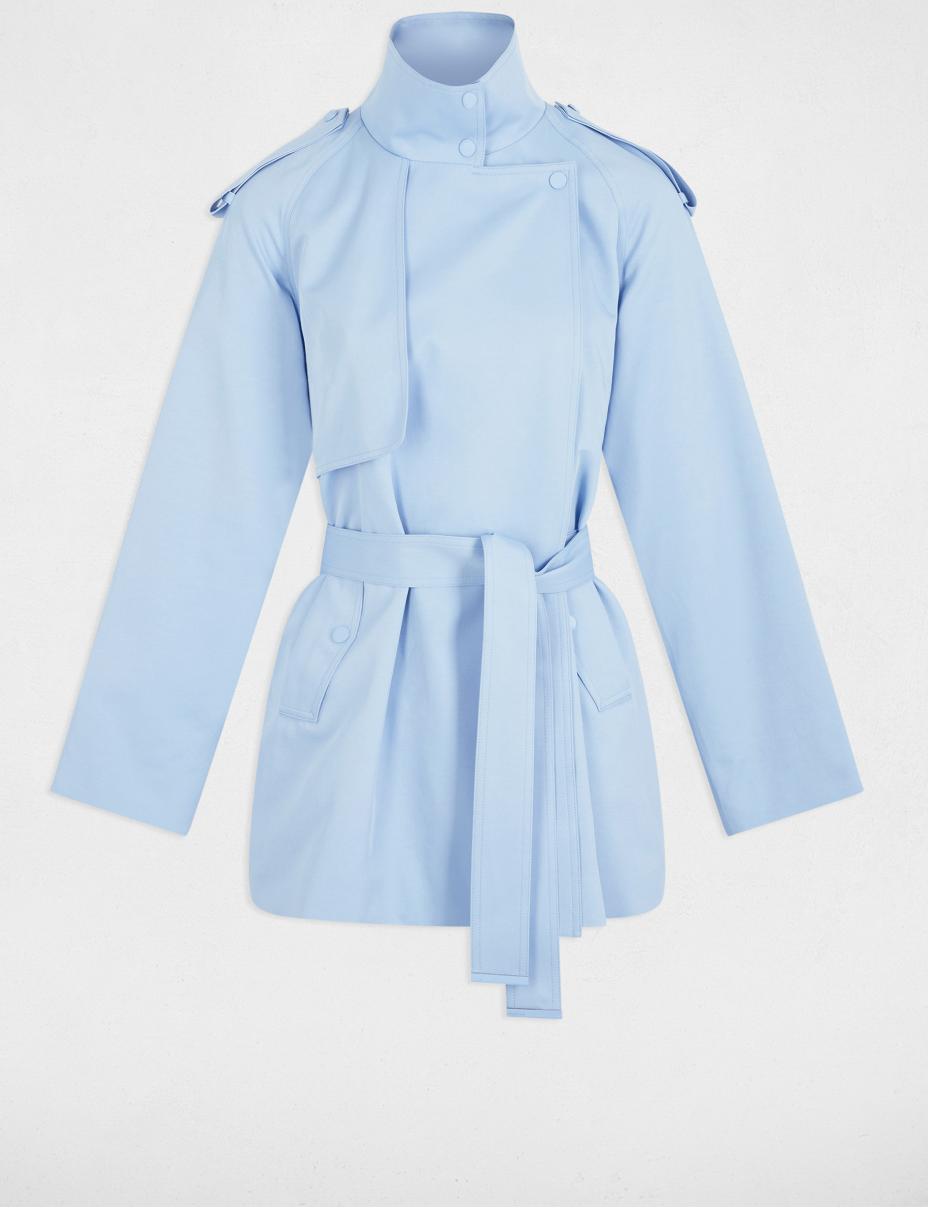 gabardina corta holgada azul cielo mujer Gabardina corta holgada azul cielo mujer