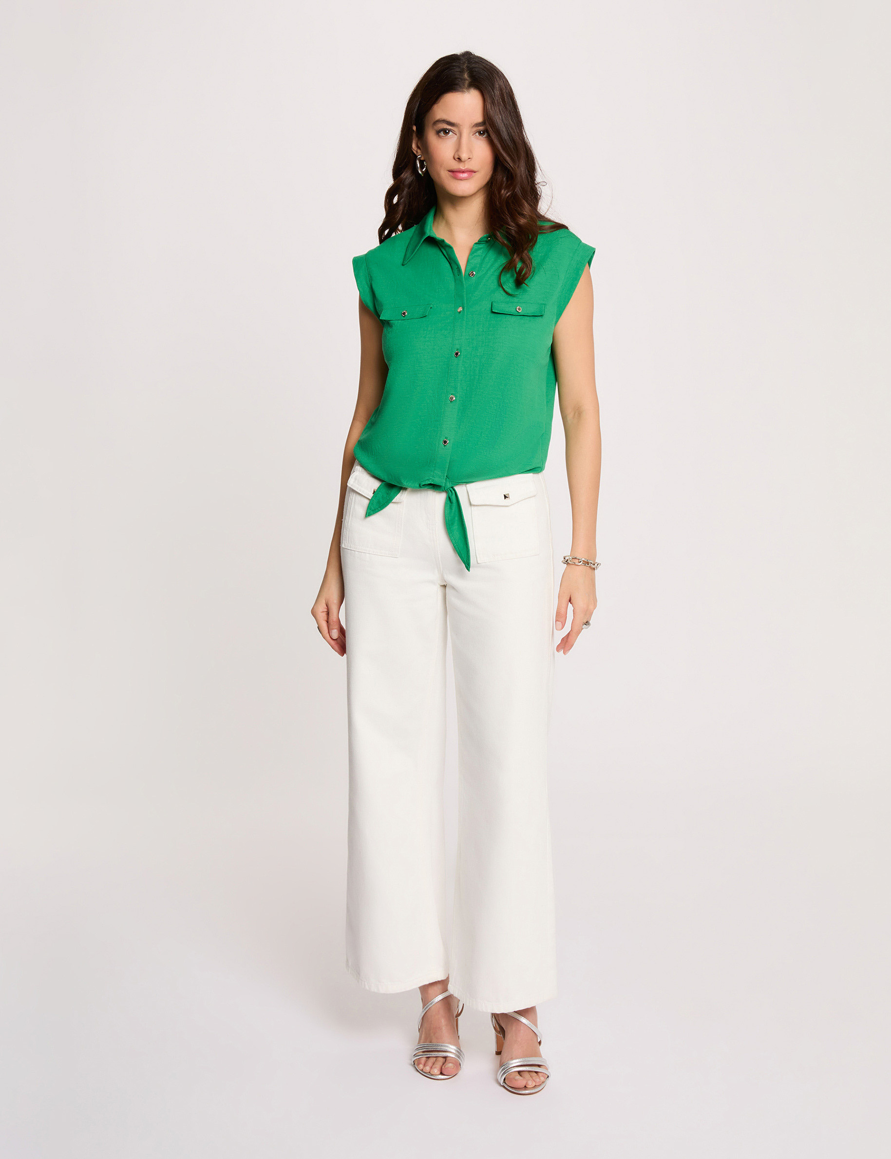 Blusa sin mangas verde pradera mujer