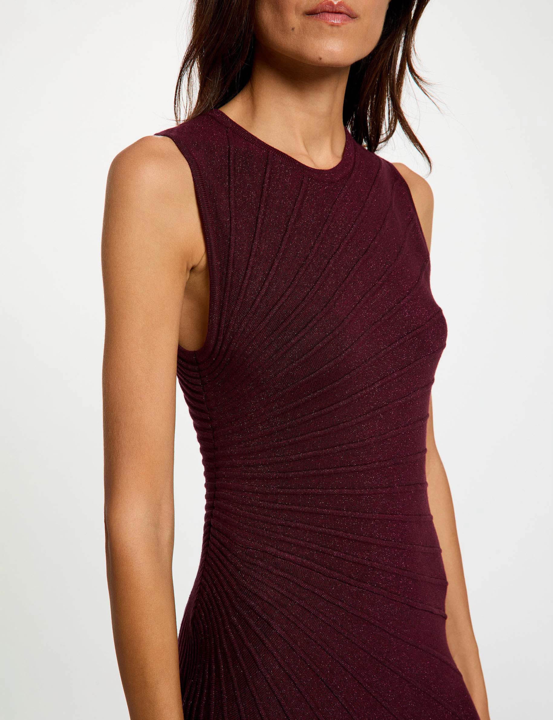 Vestido de punto sin mangas ciruela mujer