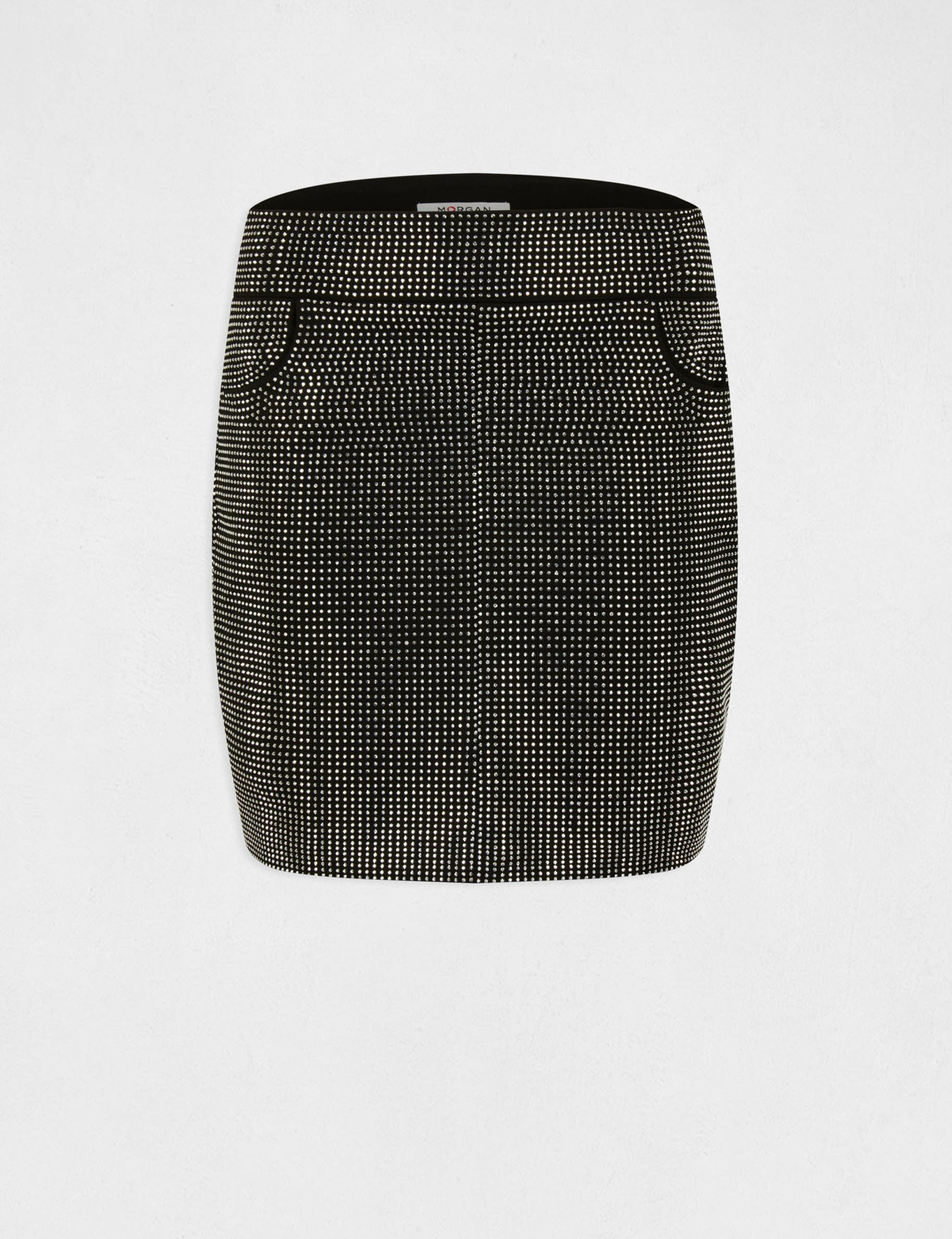 Falda ajustada con strass plateado mujer