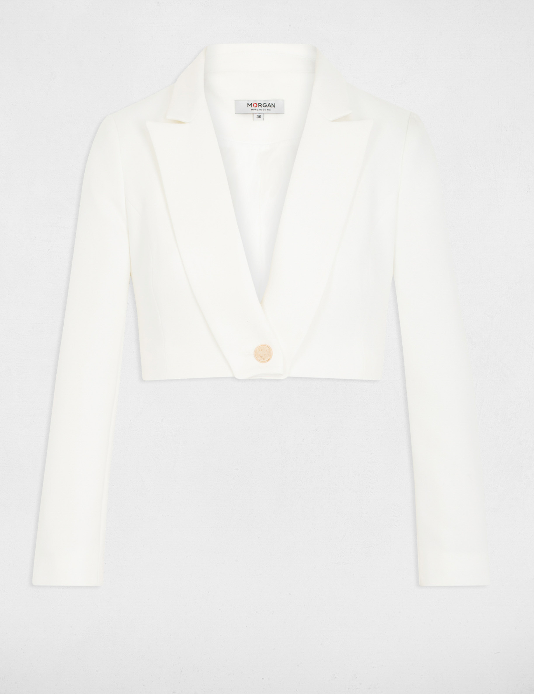 chaqueta recta y corta marfil mujer Chaqueta recta y corta marfil mujer