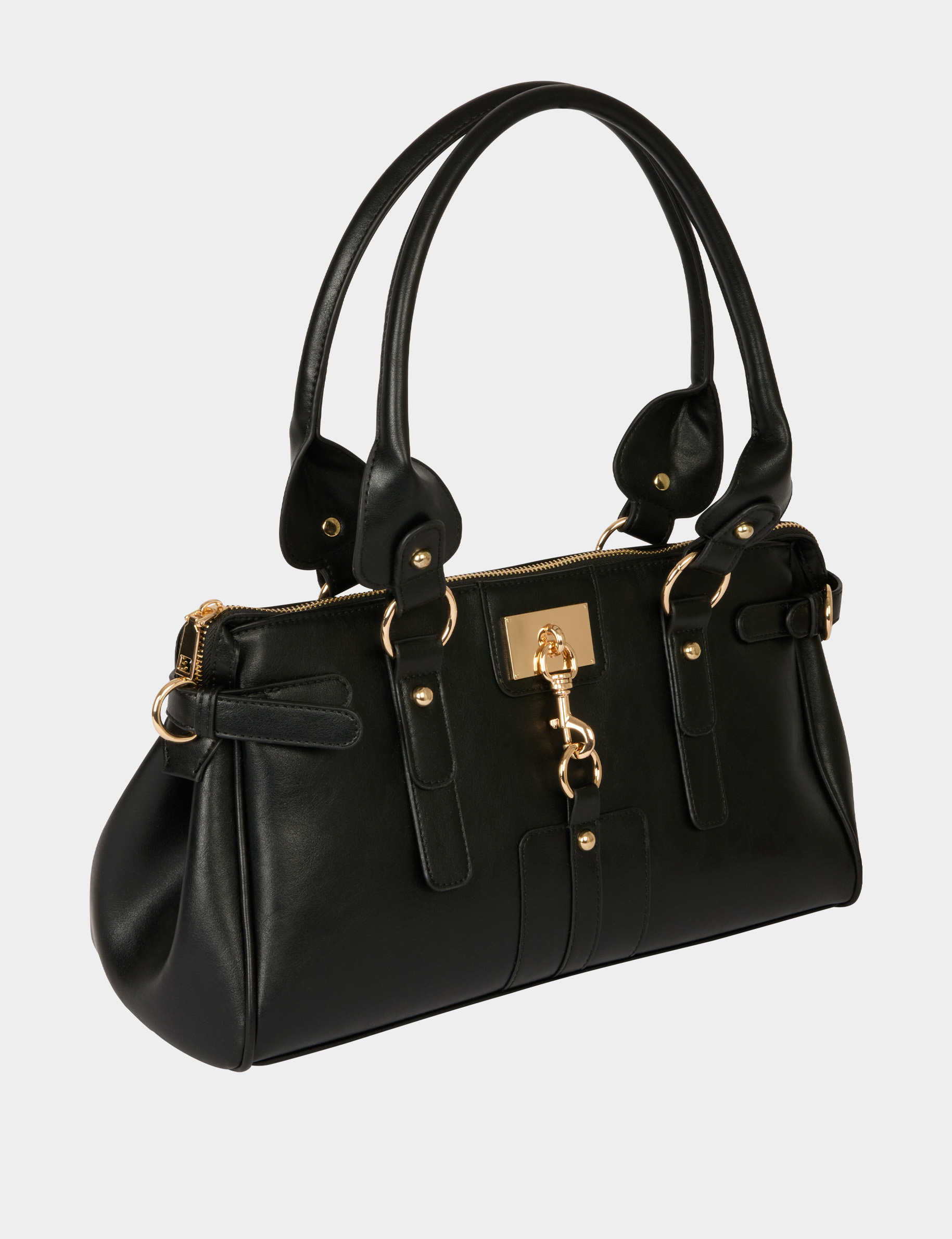 Bolso de imitaci&oacute;n cuero hombro negro mujer