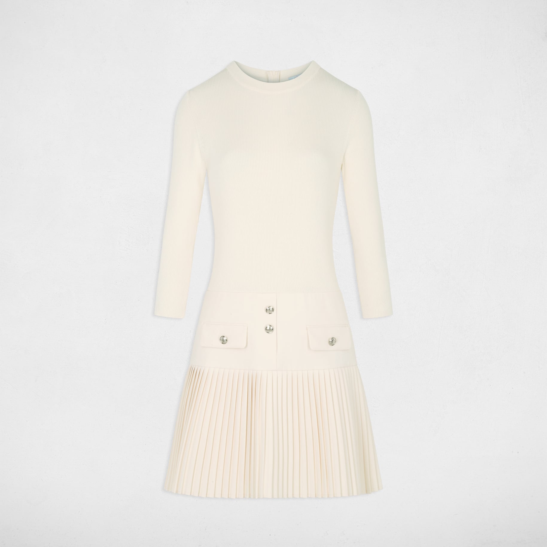 Vestido plisado 2-en-1 marfil mujer