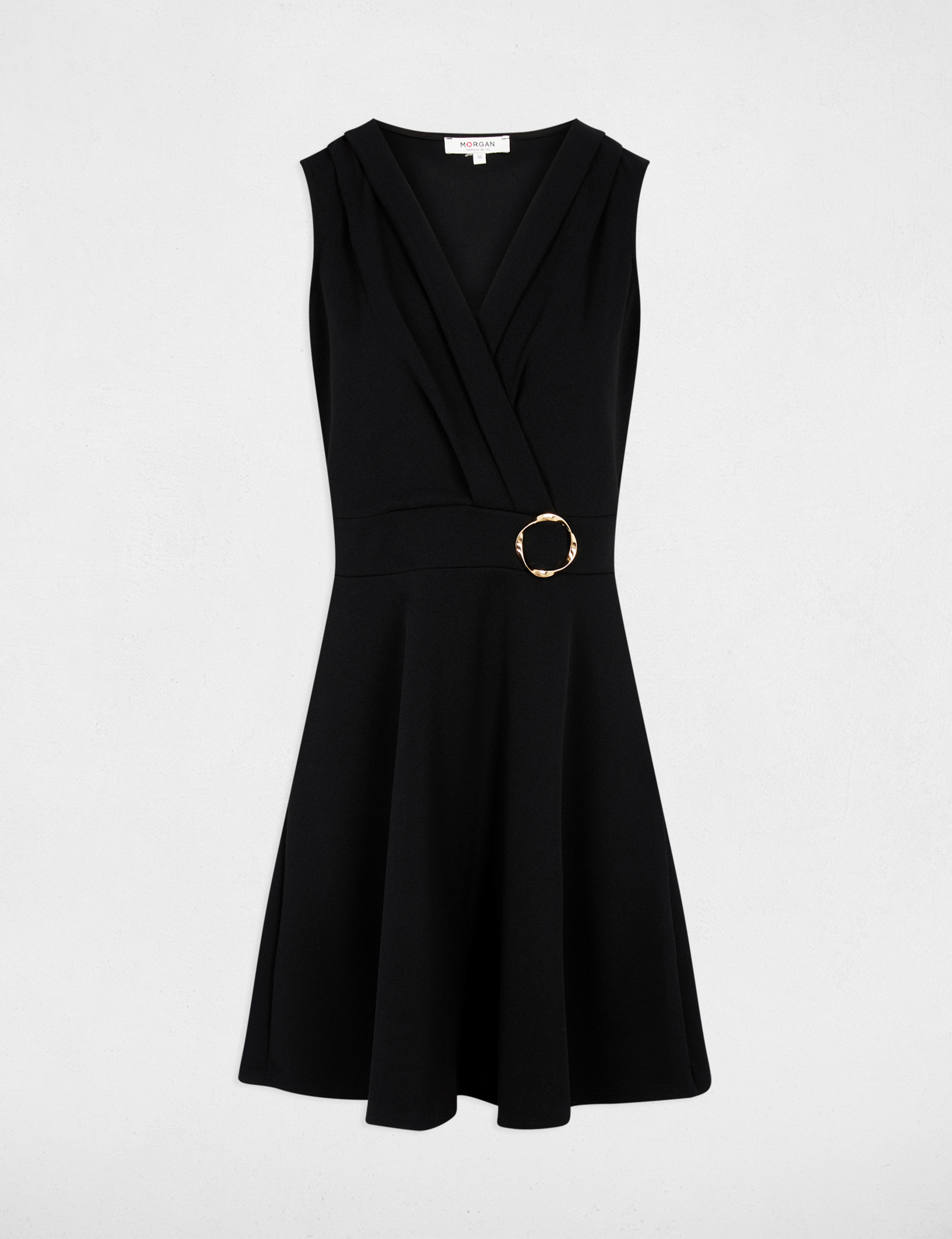 Vestido corto cruzado negro mujer
