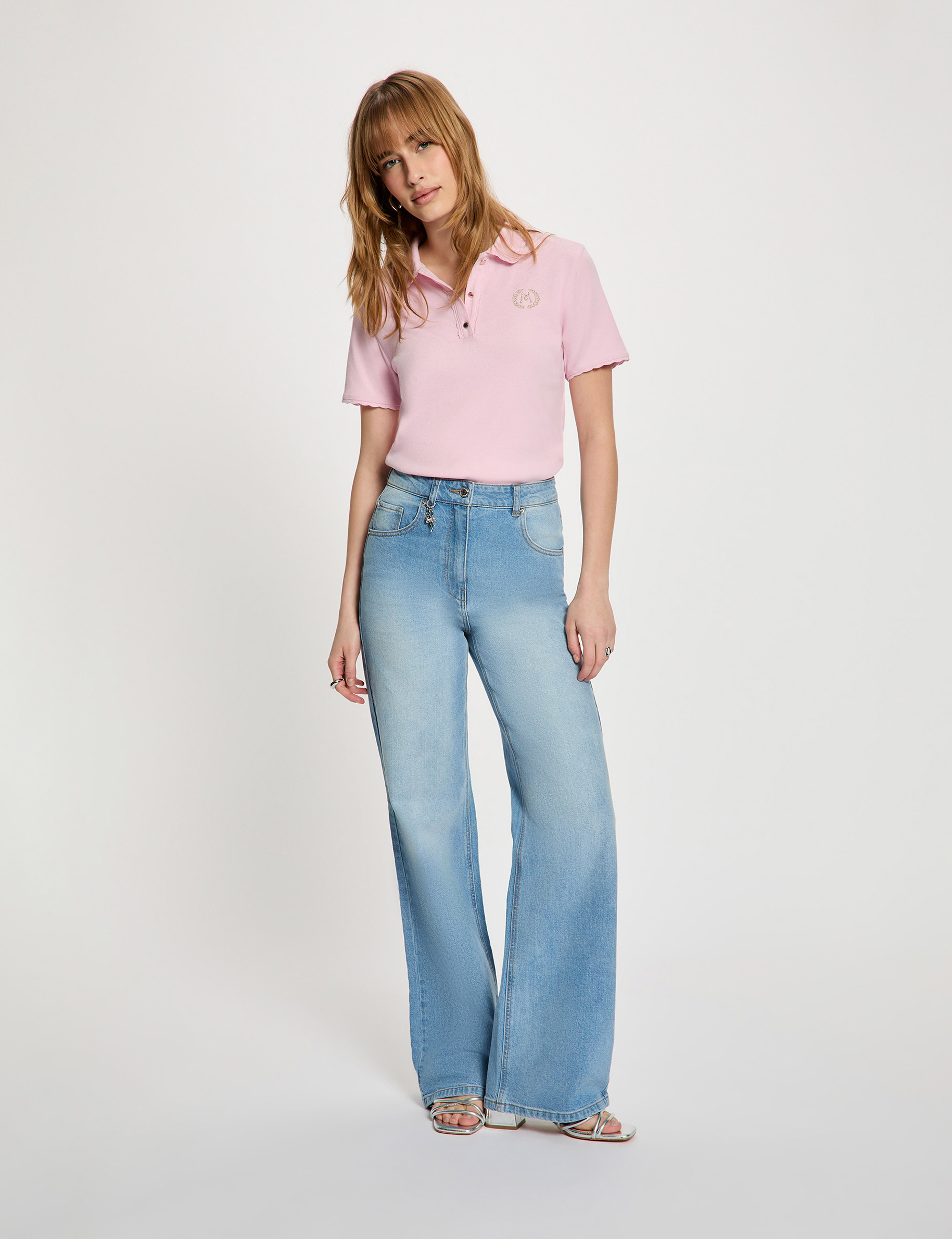 Punto ligero con cuello con solapa rosa mujer
