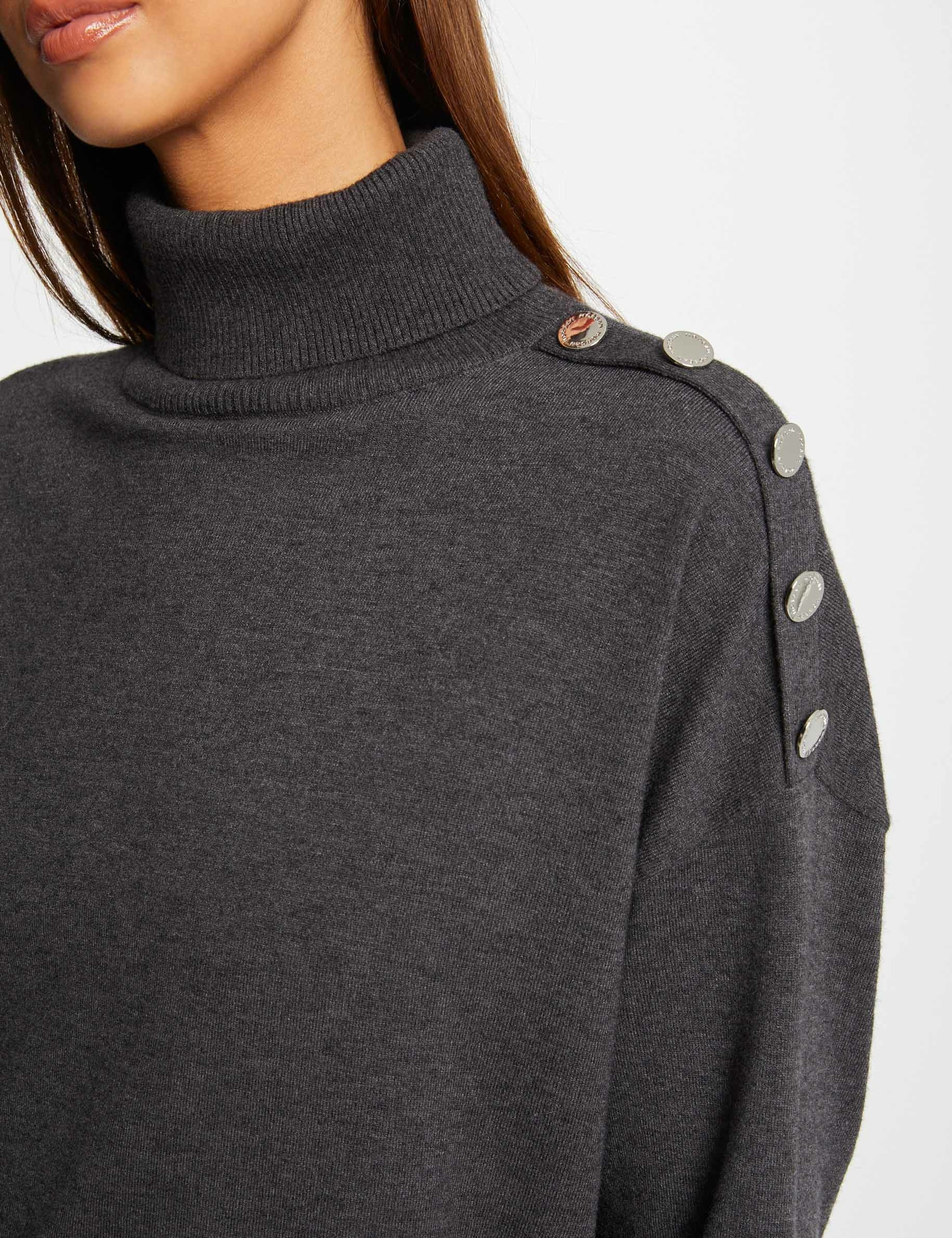 jersey manga larga cuello de tortuga gris anthracite mujer Jersey manga larga cuello de tortuga gris anthracite mujer