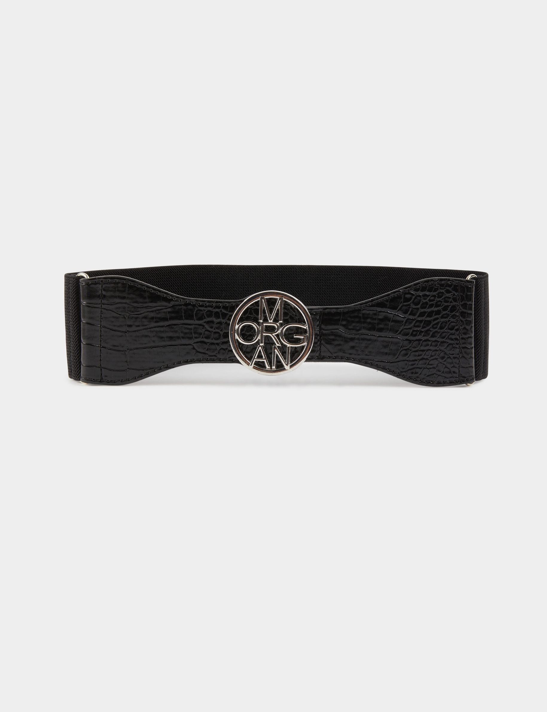 cinturon elastico con hebilla logotipo negro mujer Cinturón elástico con hebilla logotipo negro mujer