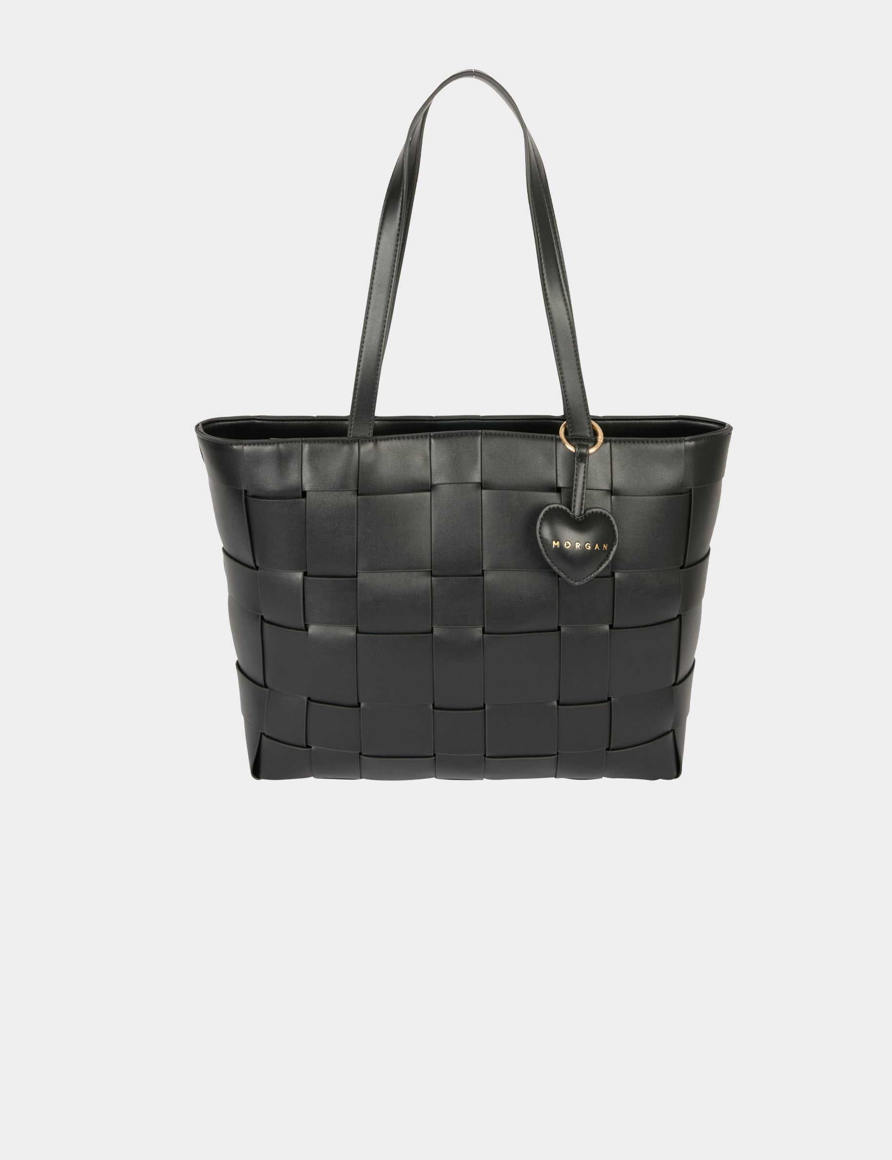 Bolso tote trenzado negro mujer