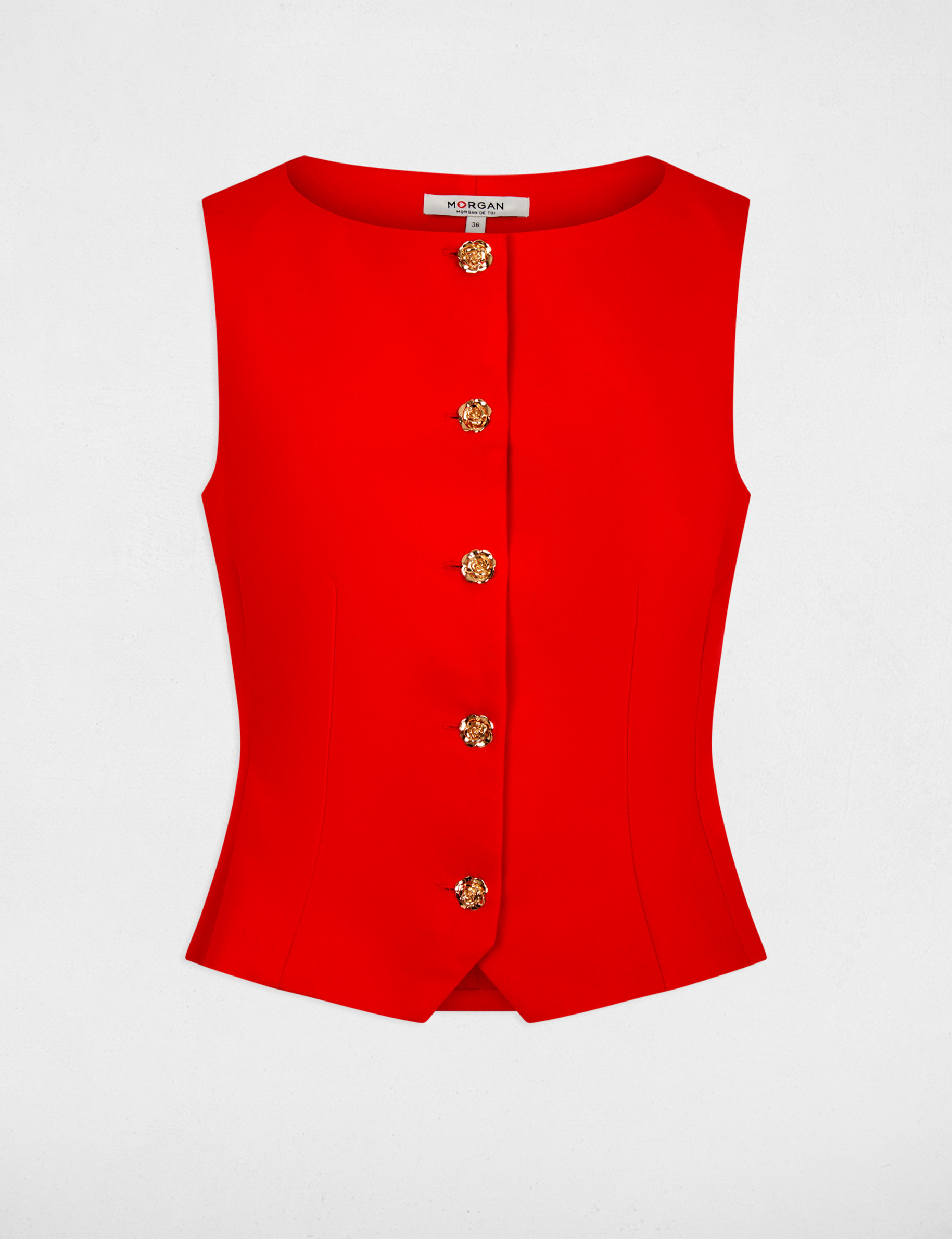 Chaleco sin mangas rojo vivo mujer