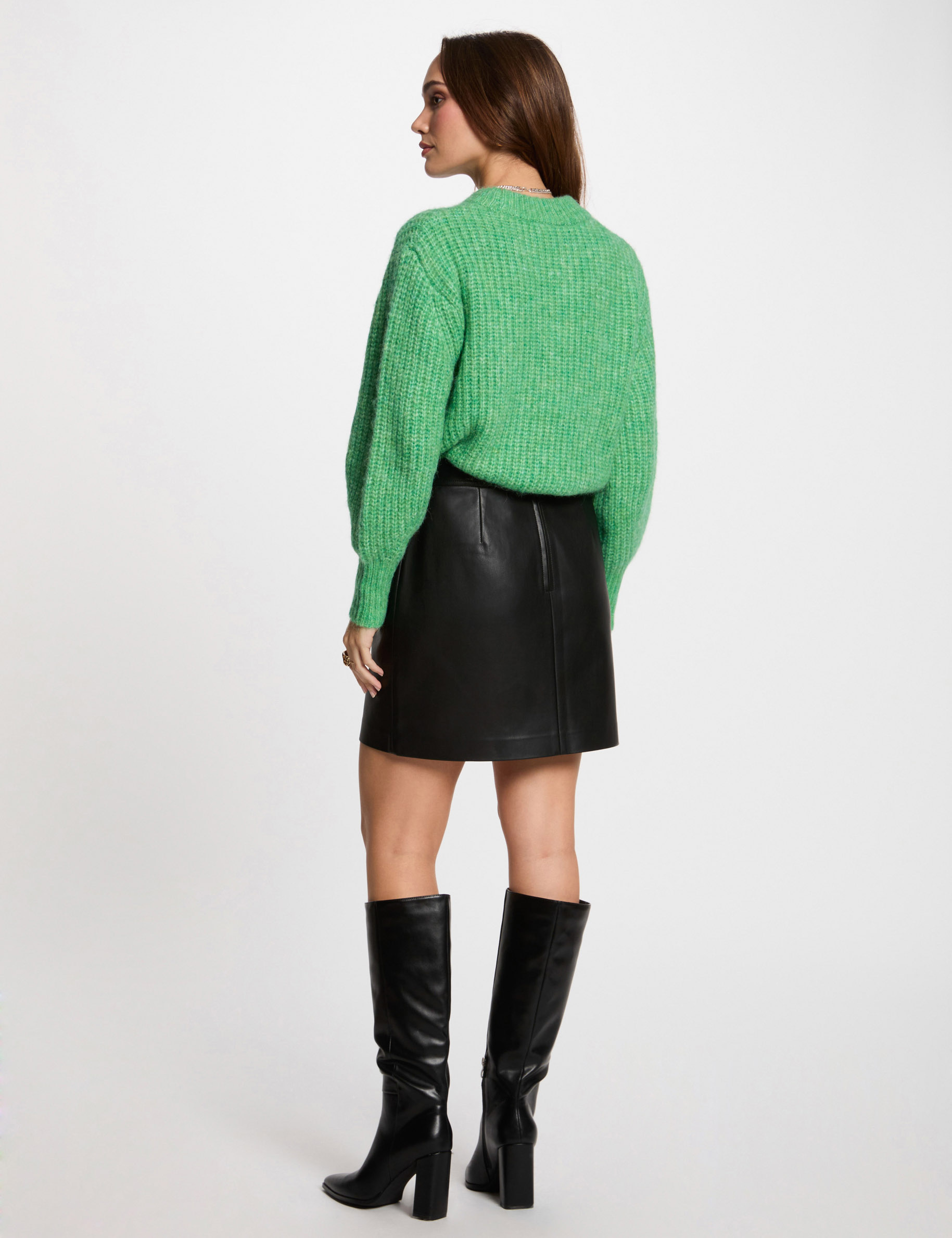 falda corta cuero sintetico negro mujer Falda corta cuero sintético negro mujer