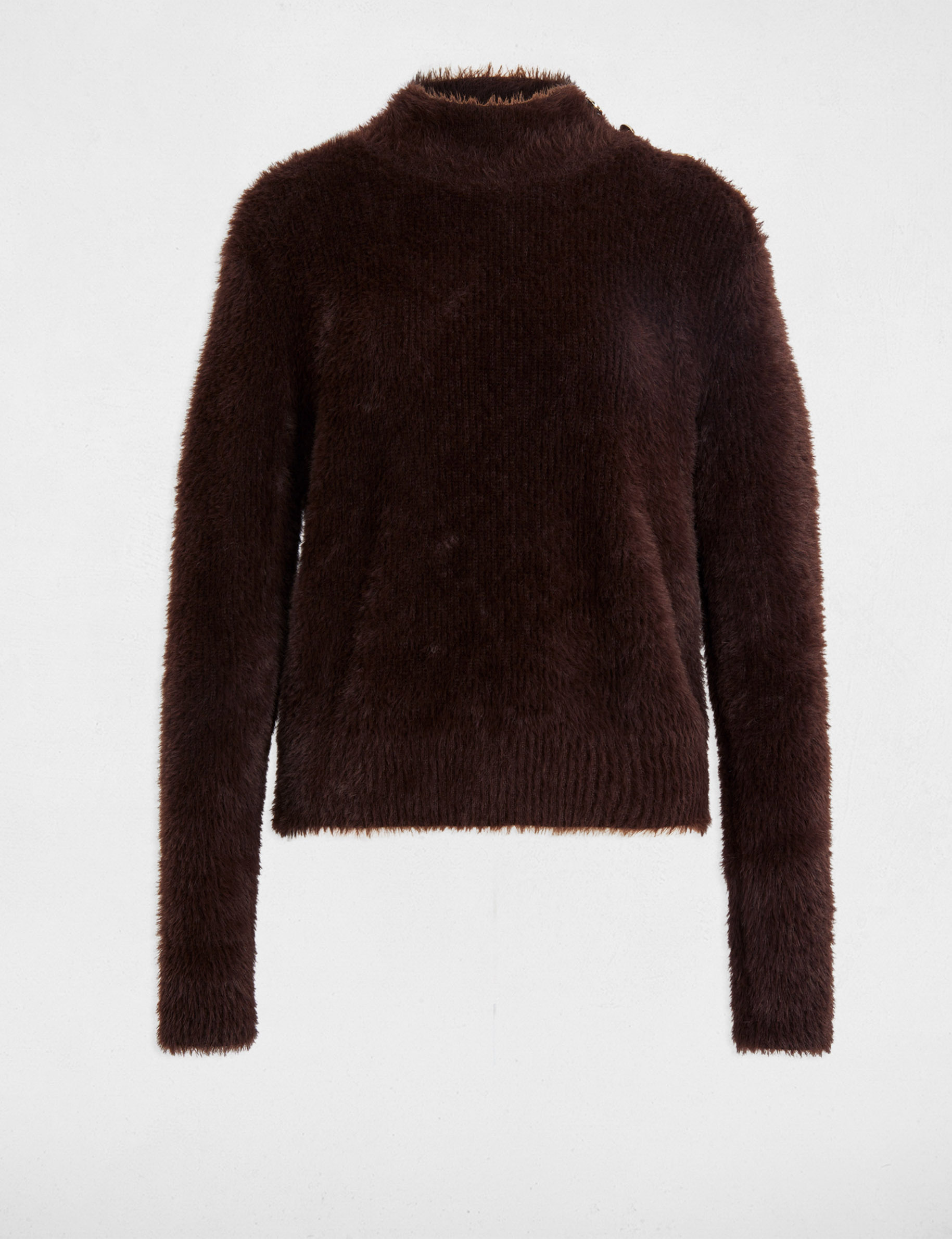 Jersey corto ajustado marr&oacute;n oscuro mujer