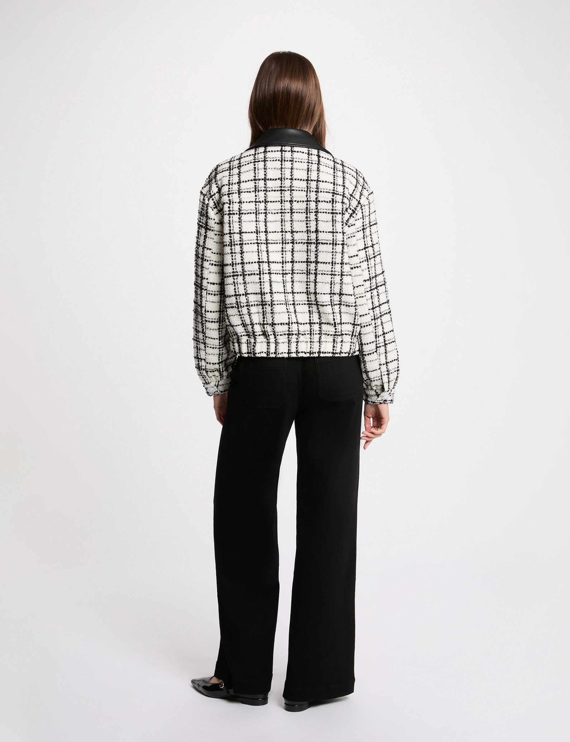 Chaqueta oversize de tweed multicolor mujer
