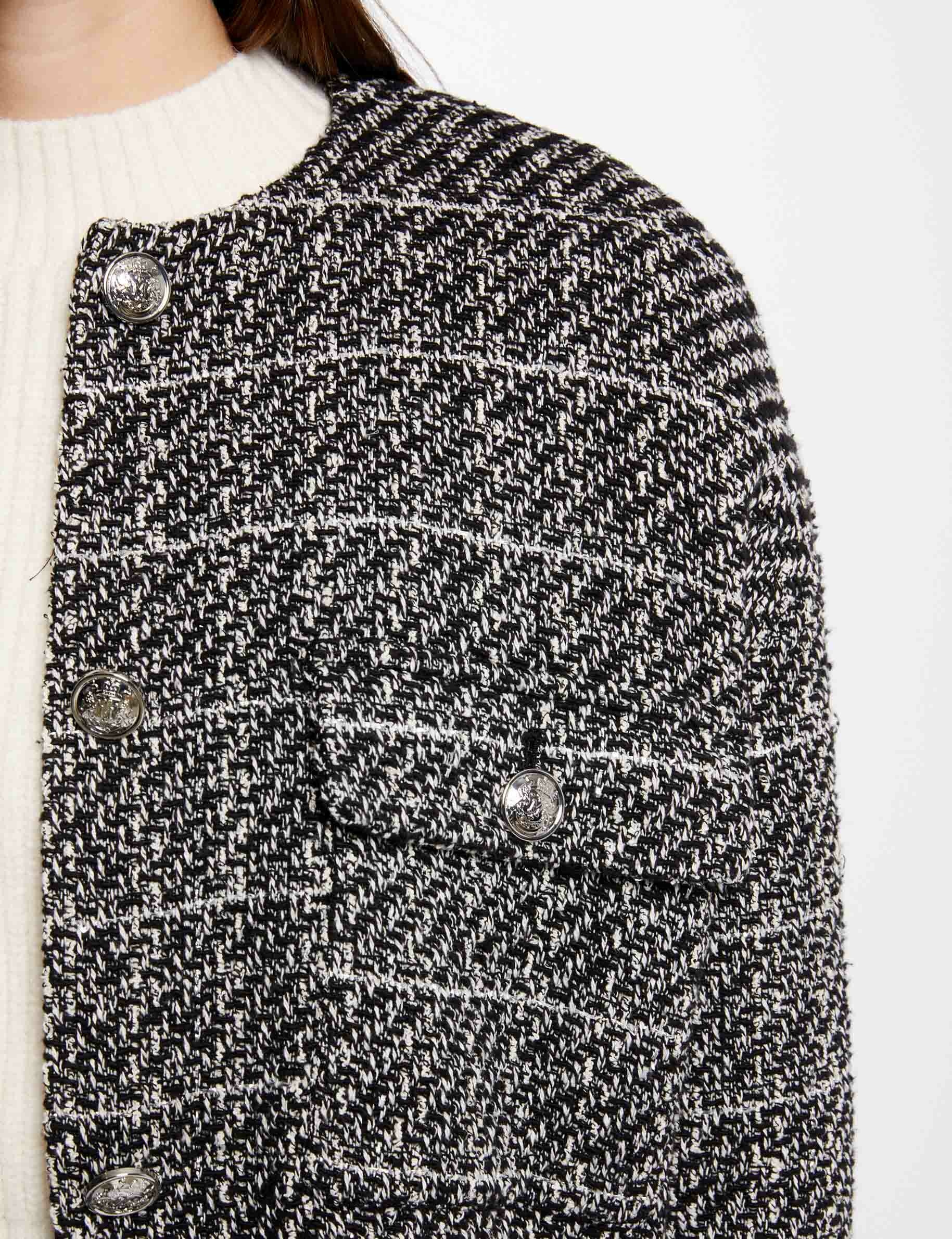 Chaqueta extragrande hilos metalizados negro mujer