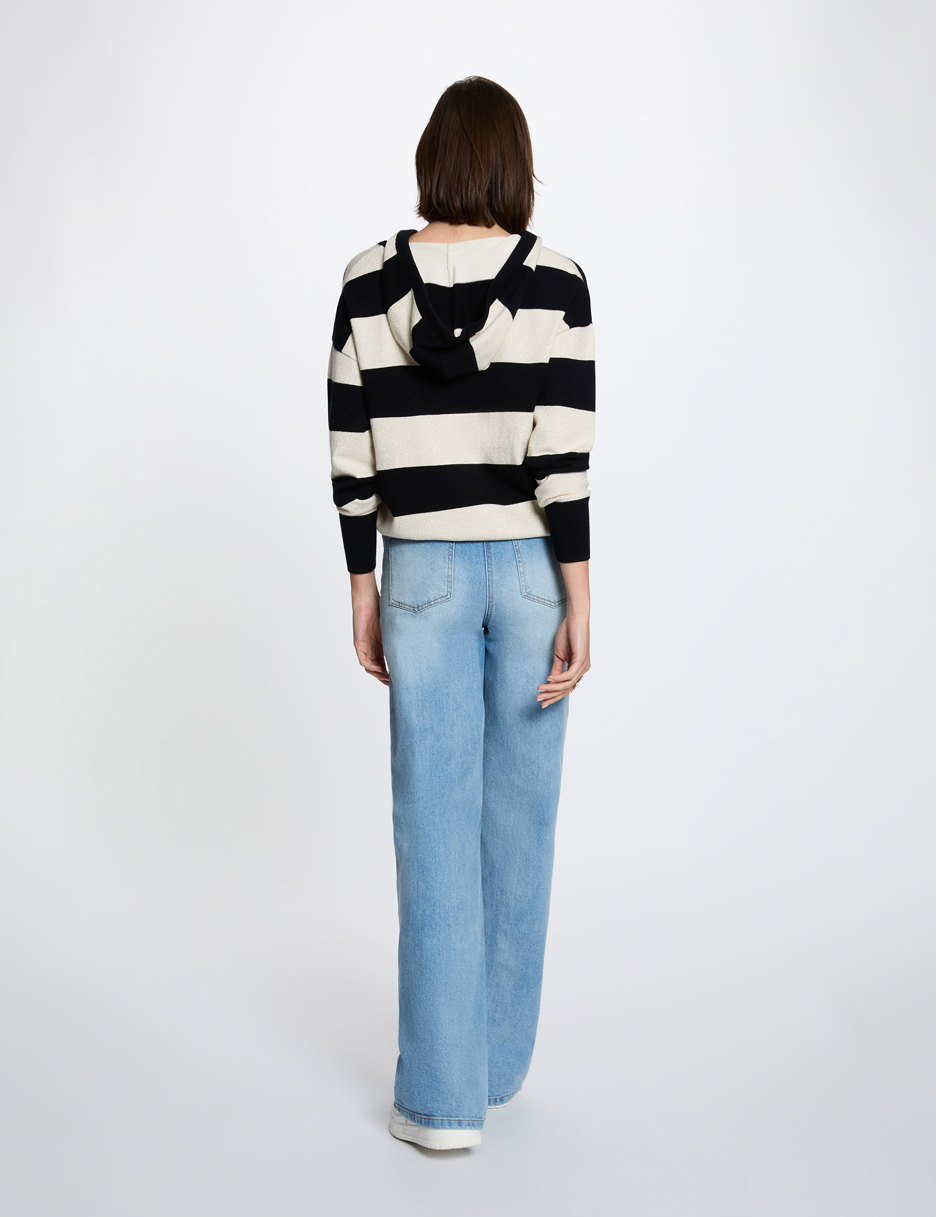 Jersey de rayas con capucha azul marino mujer