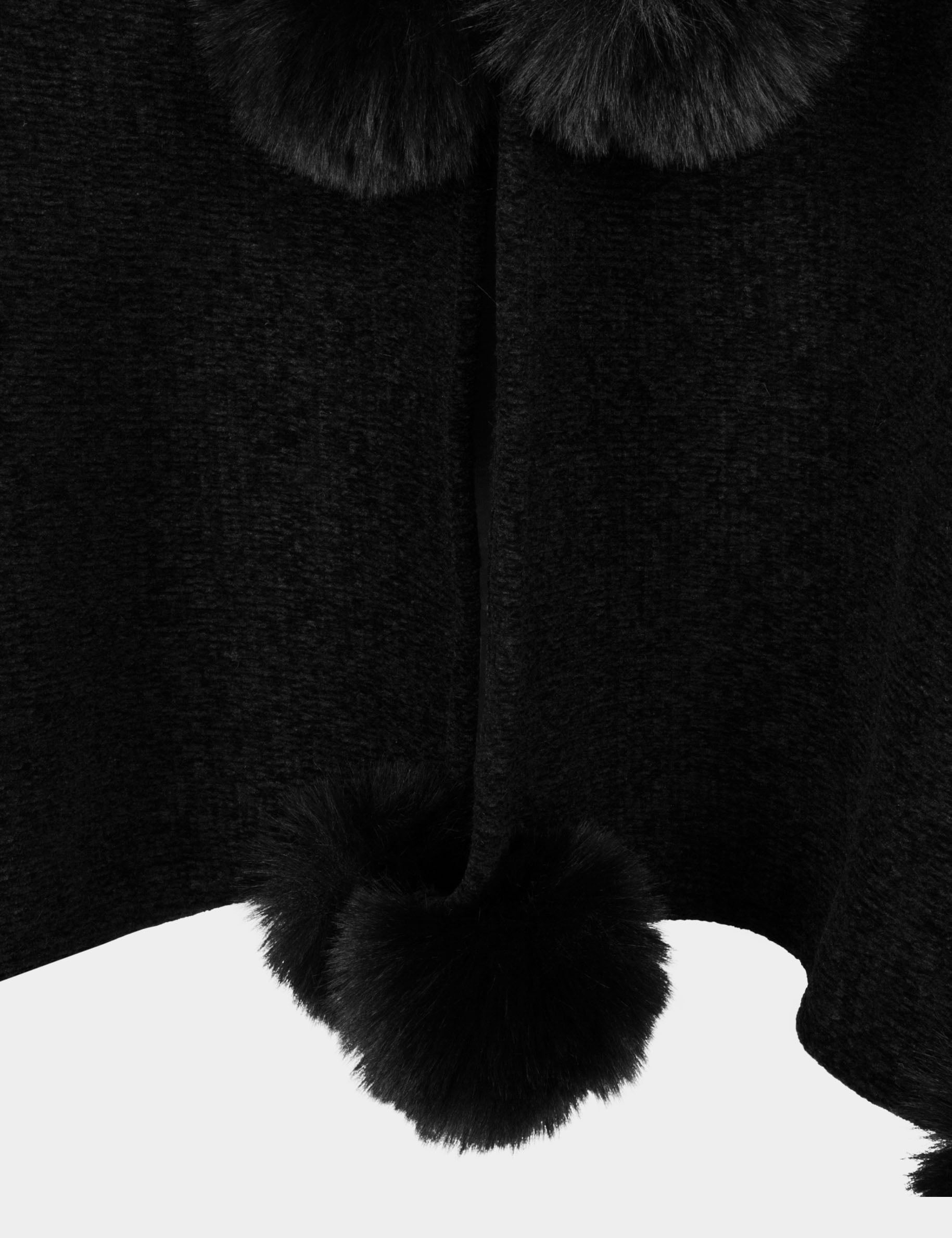 Poncho con pompones negro mujer