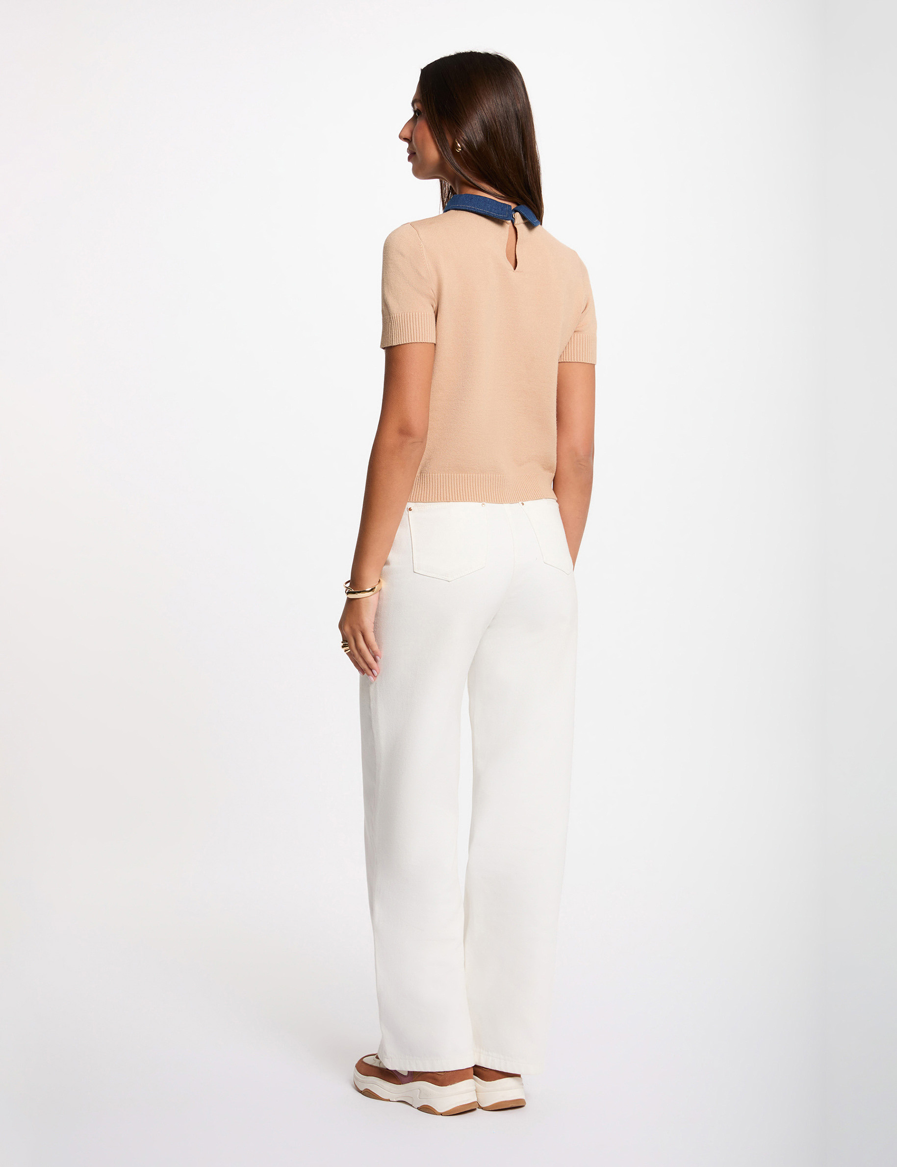 Jersey con cuello vuelto c&aacute;mel mujer