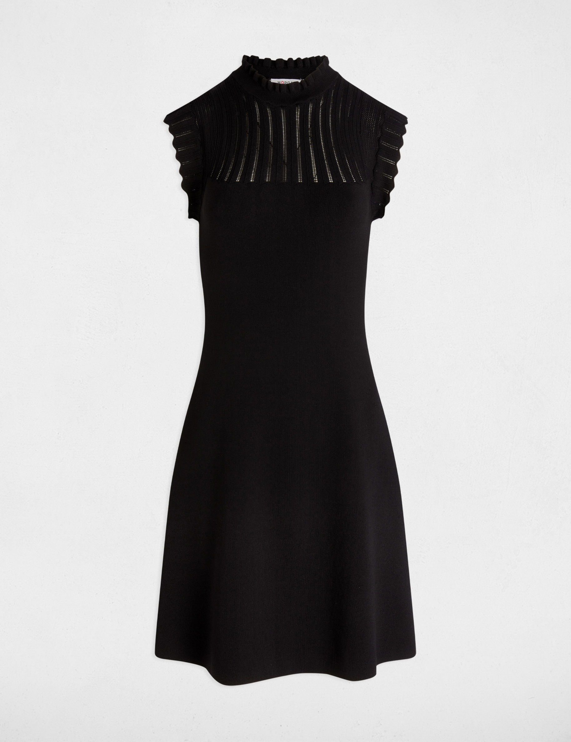 vestido punto corto evase negro mujer Vestido punto corto evasé negro mujer