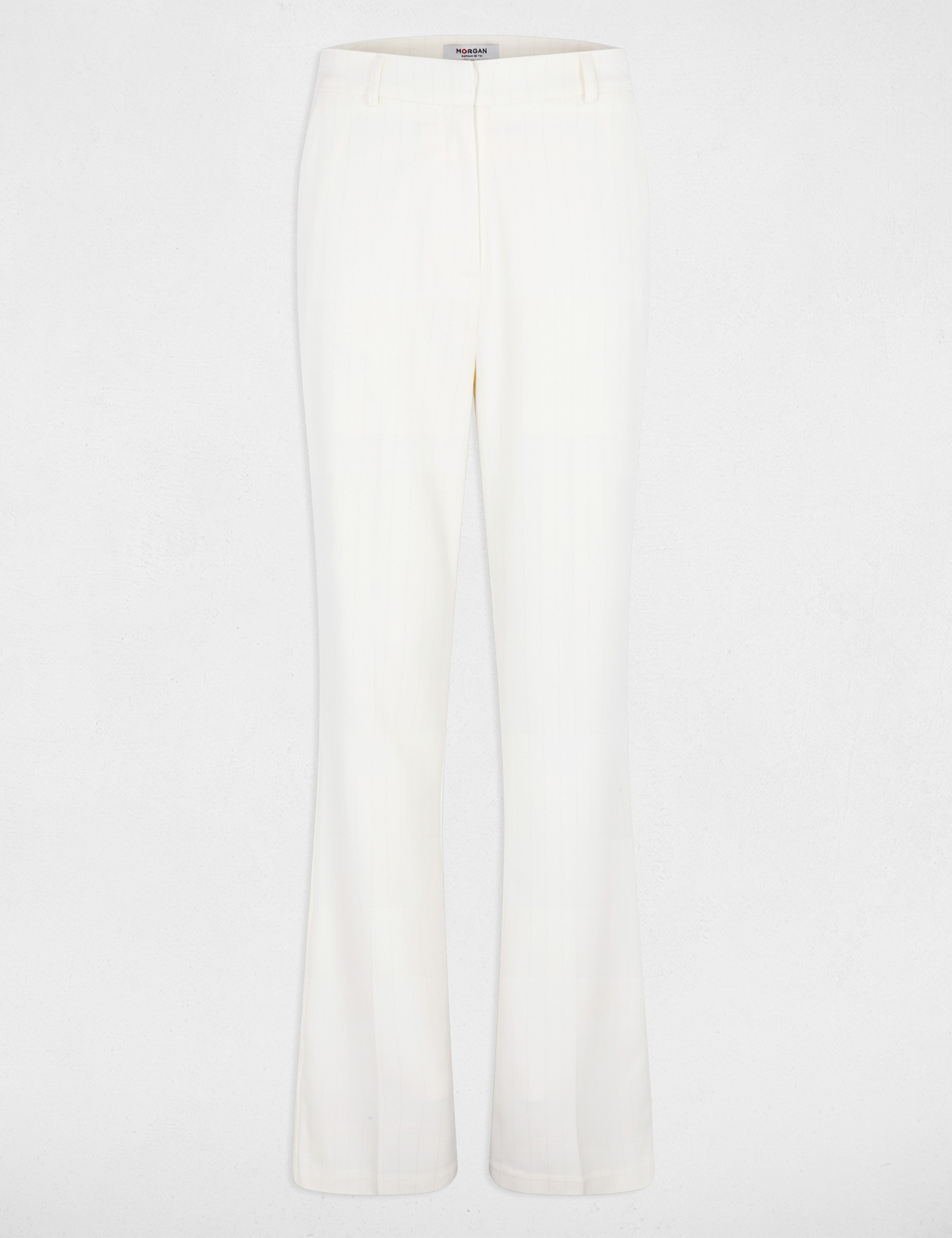 Pantal&oacute;n ancho de rayas finas blanco mujer
