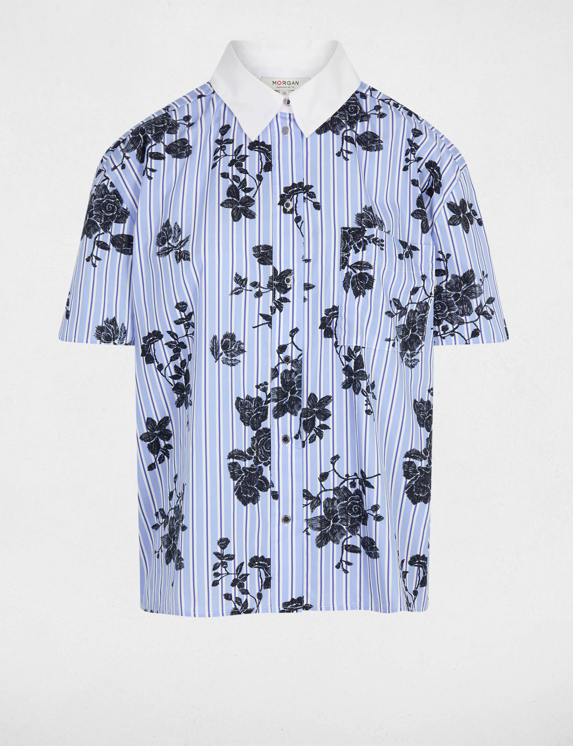 Camisa con cuello contrastado multicolor mujer