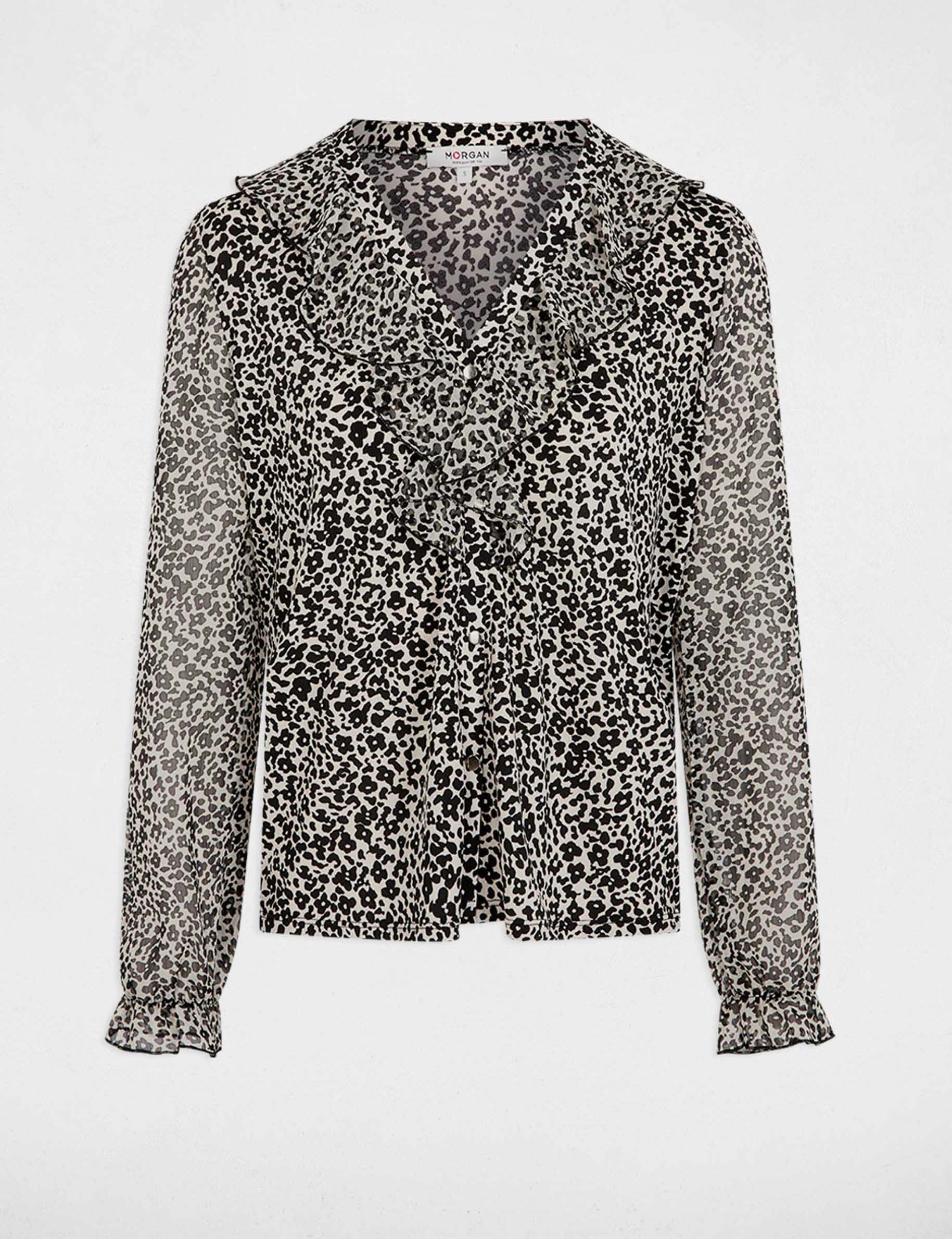Blusa de gasa con cuello en v blanco mujer