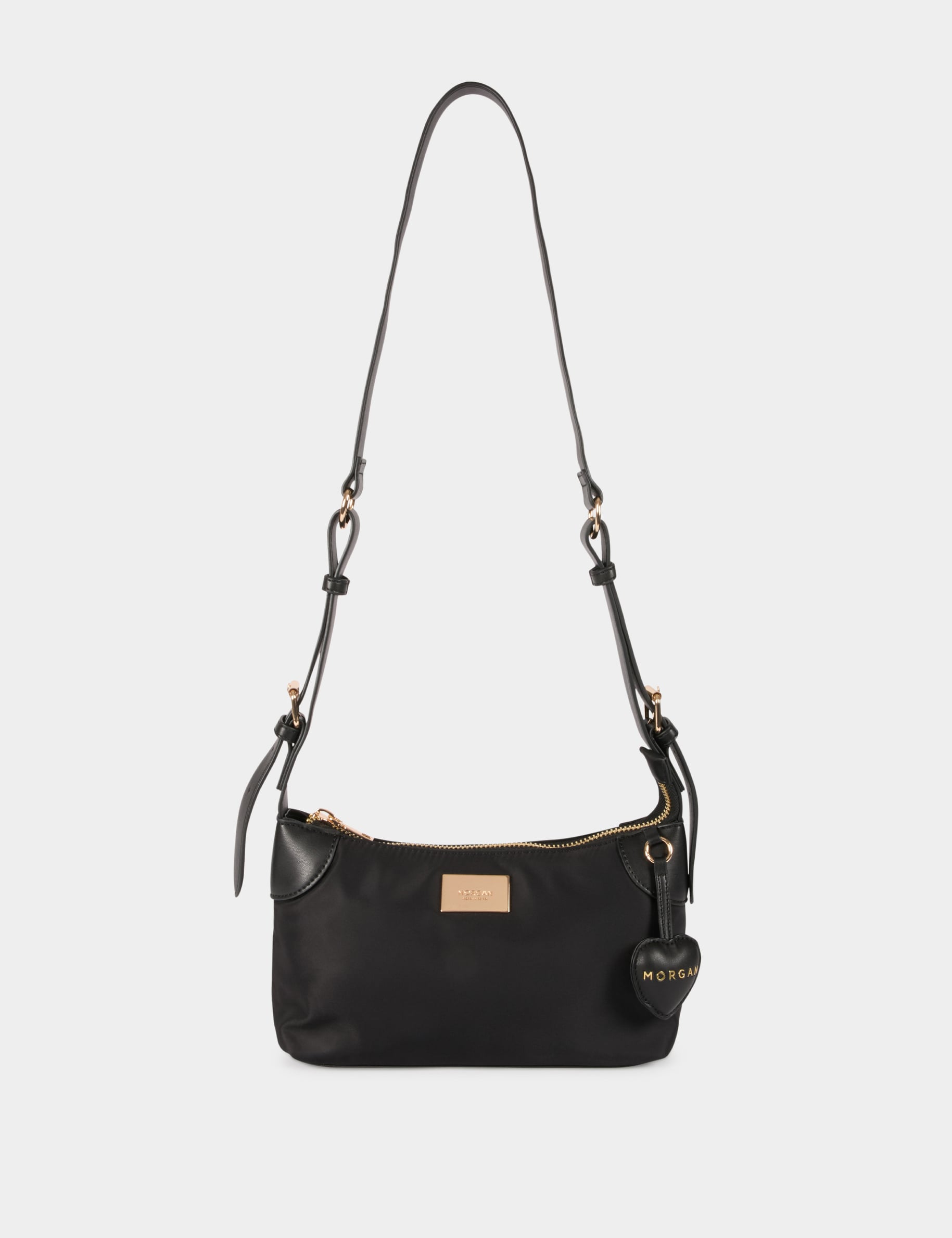 Bolso nylon polipiel negro mujer