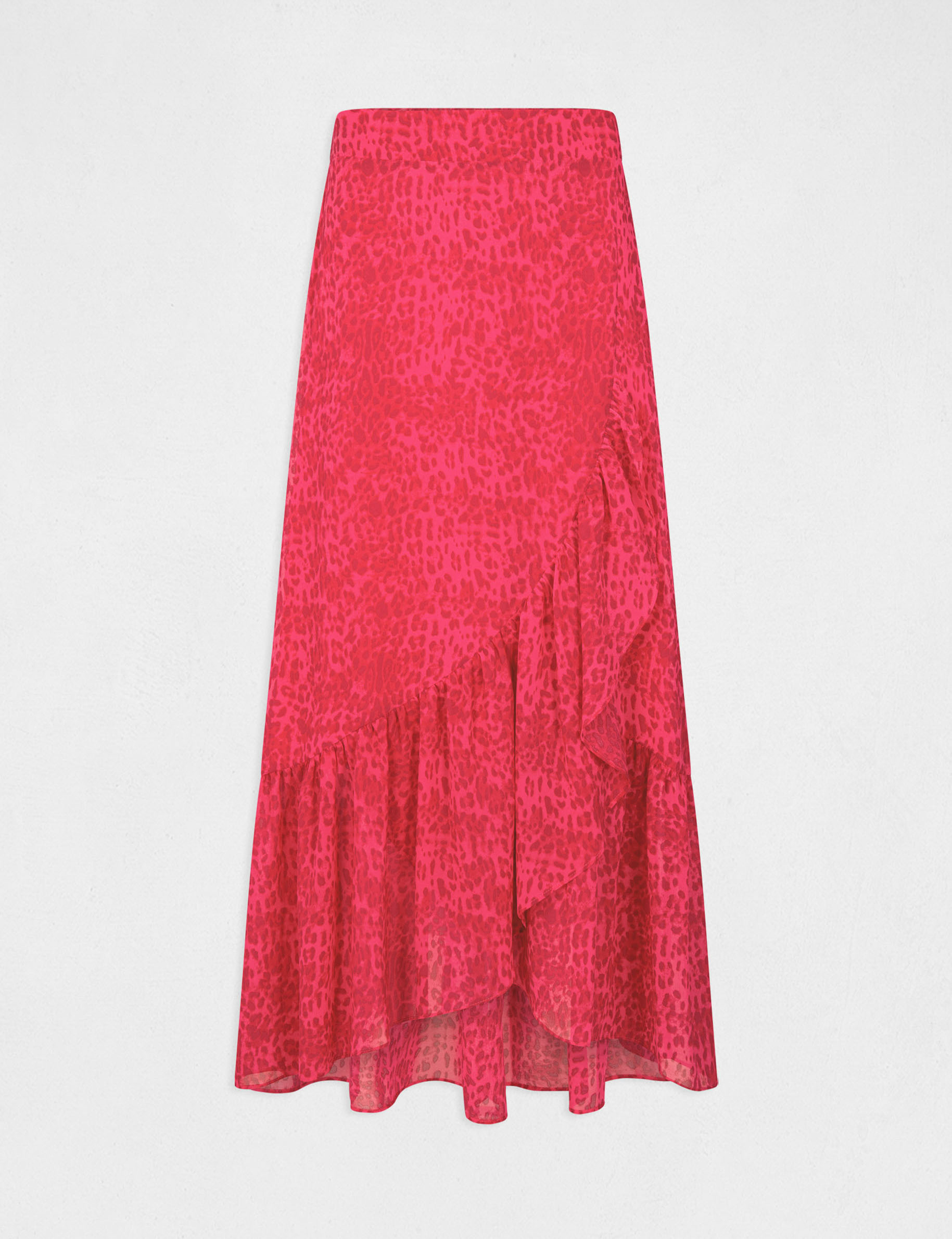 Falda larga cruzada estampado leopardo rosa mujer Falda larga cruzada estampado leopardo rosa mujer