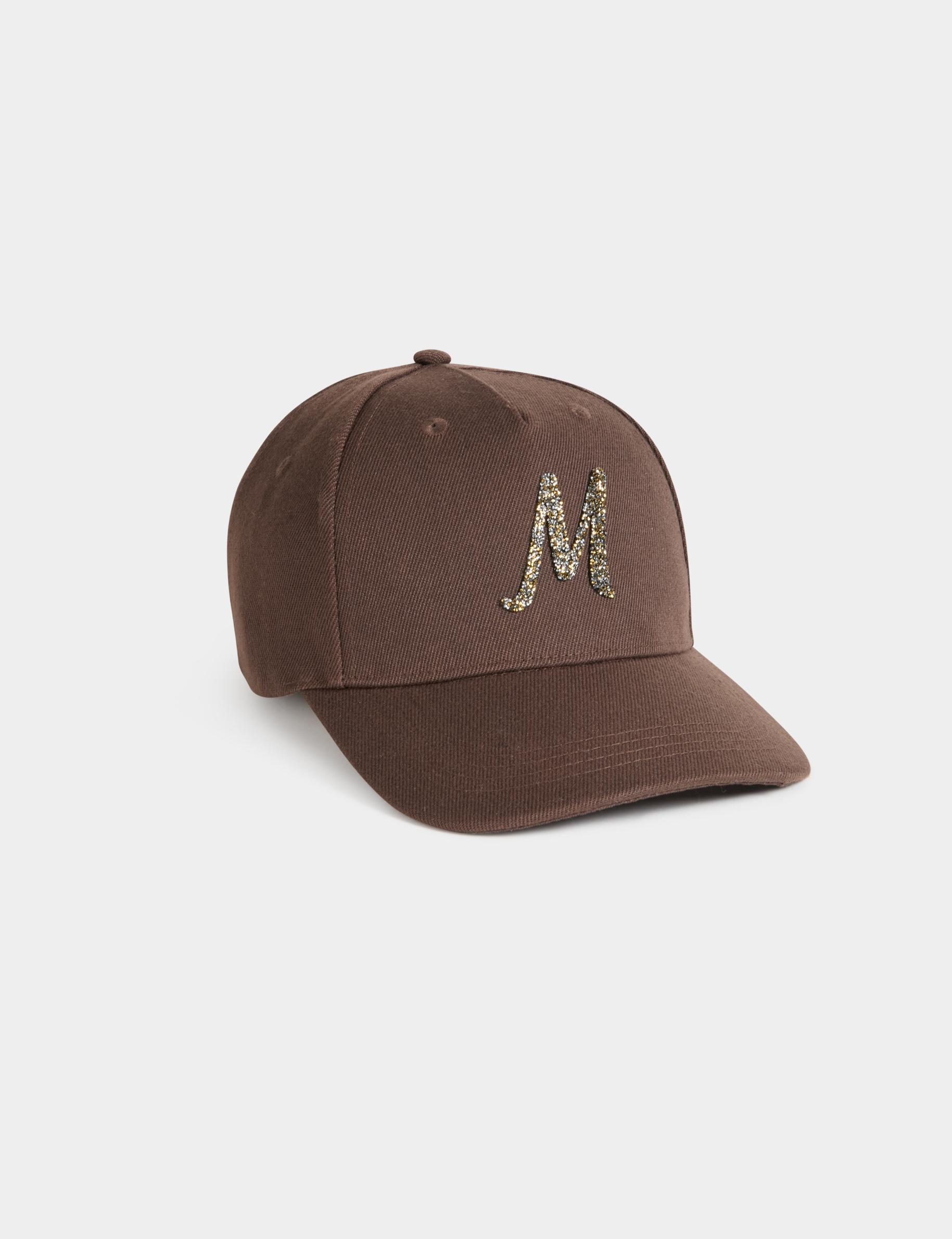 Gorra con strass marr&oacute;n oscuro mujer