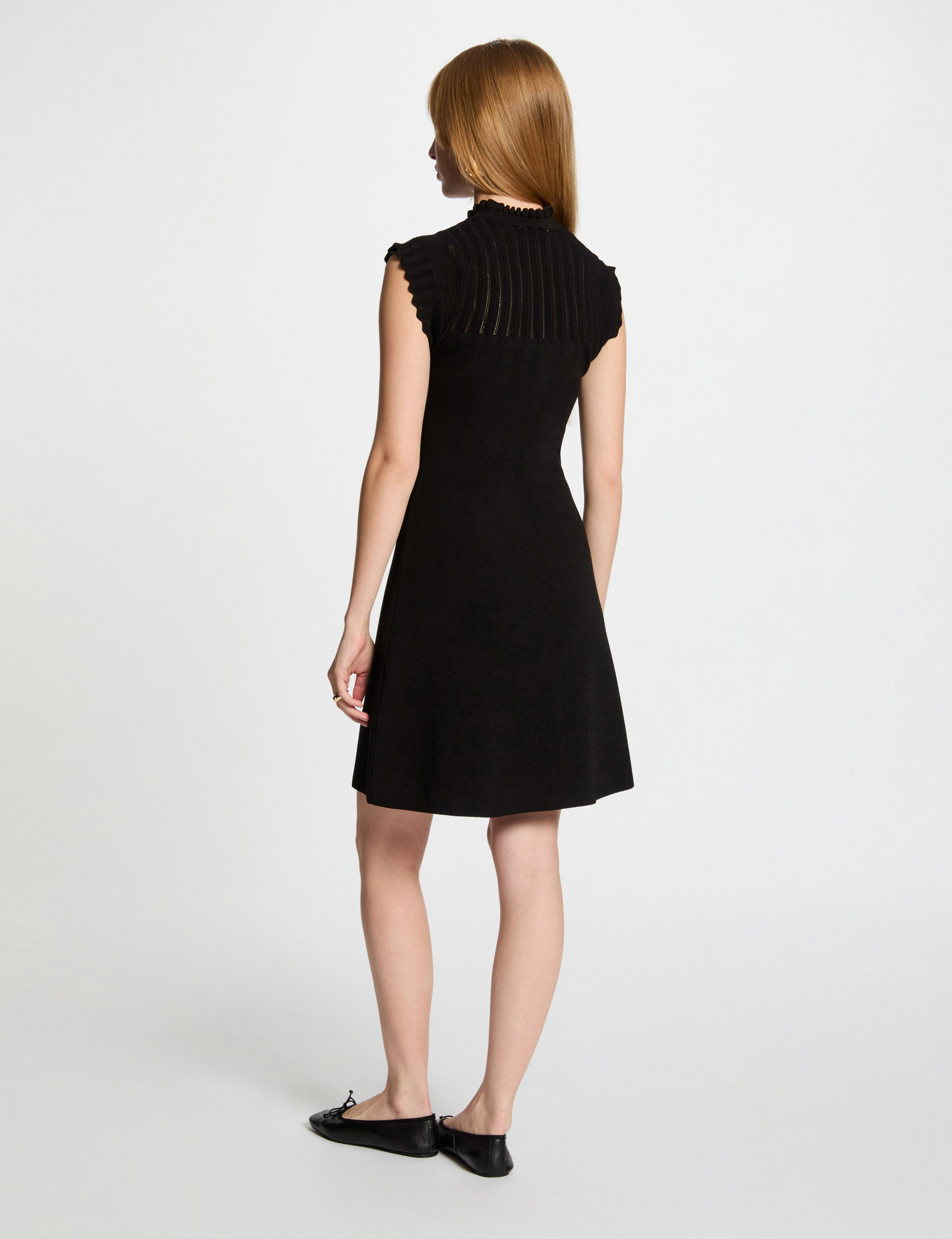 vestido punto corto evase negro mujer Vestido punto corto evasé negro mujer