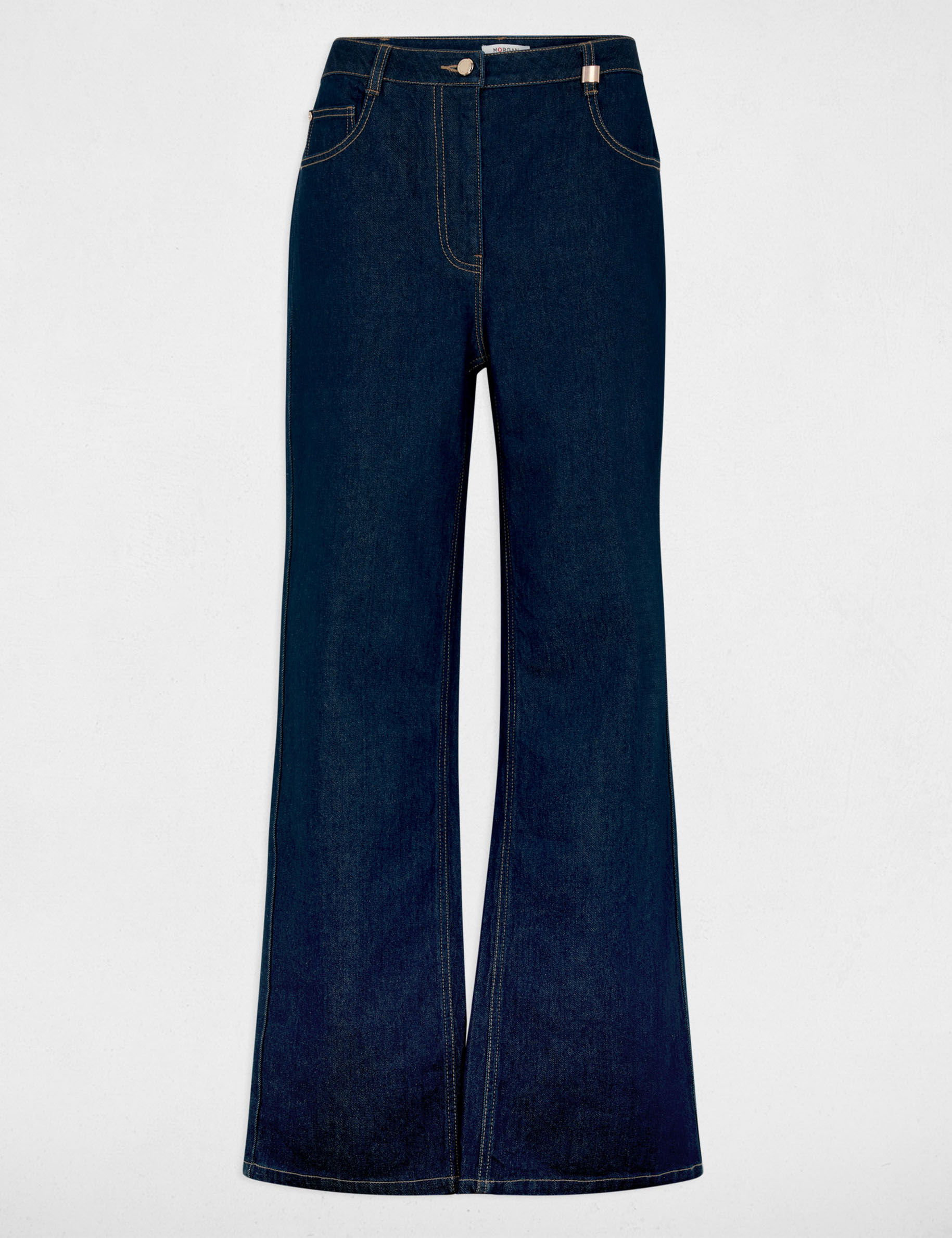 Vaquero ancho de tiro alto denim crudo mujer